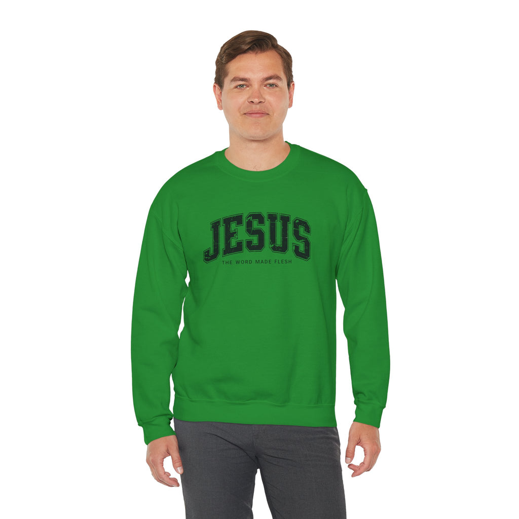 Jesus the Word Made Flesh Gildan Crewneck Sweatshirt | Christian Unisex Sweatshirt | Faith Apparel | Religious Gift