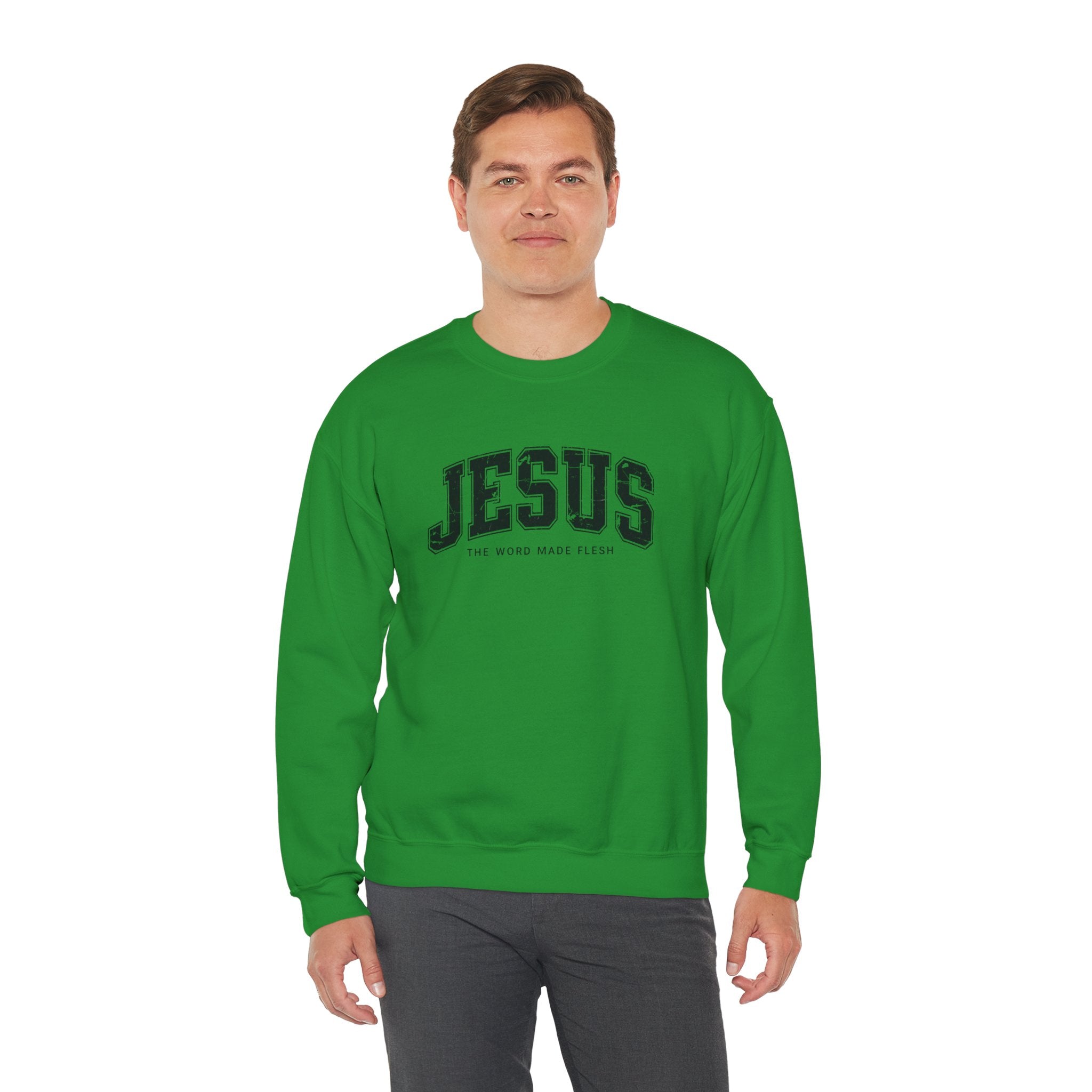 Jesus the Word Made Flesh Gildan Crewneck Sweatshirt | Christian Unisex Sweatshirt | Faith Apparel | Religious Gift