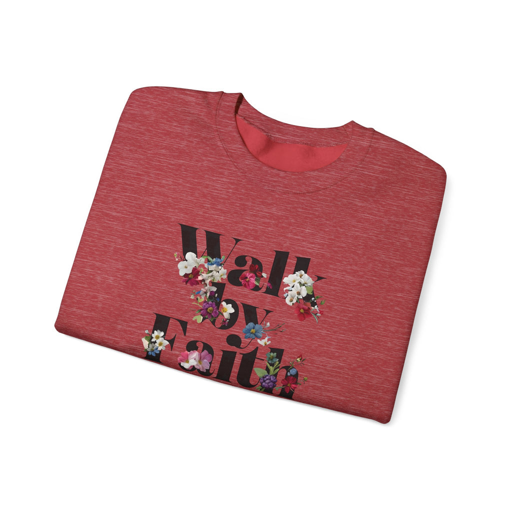 Walk By Faith Floral Gildan Crewneck Unisex Christian Sweatshirt