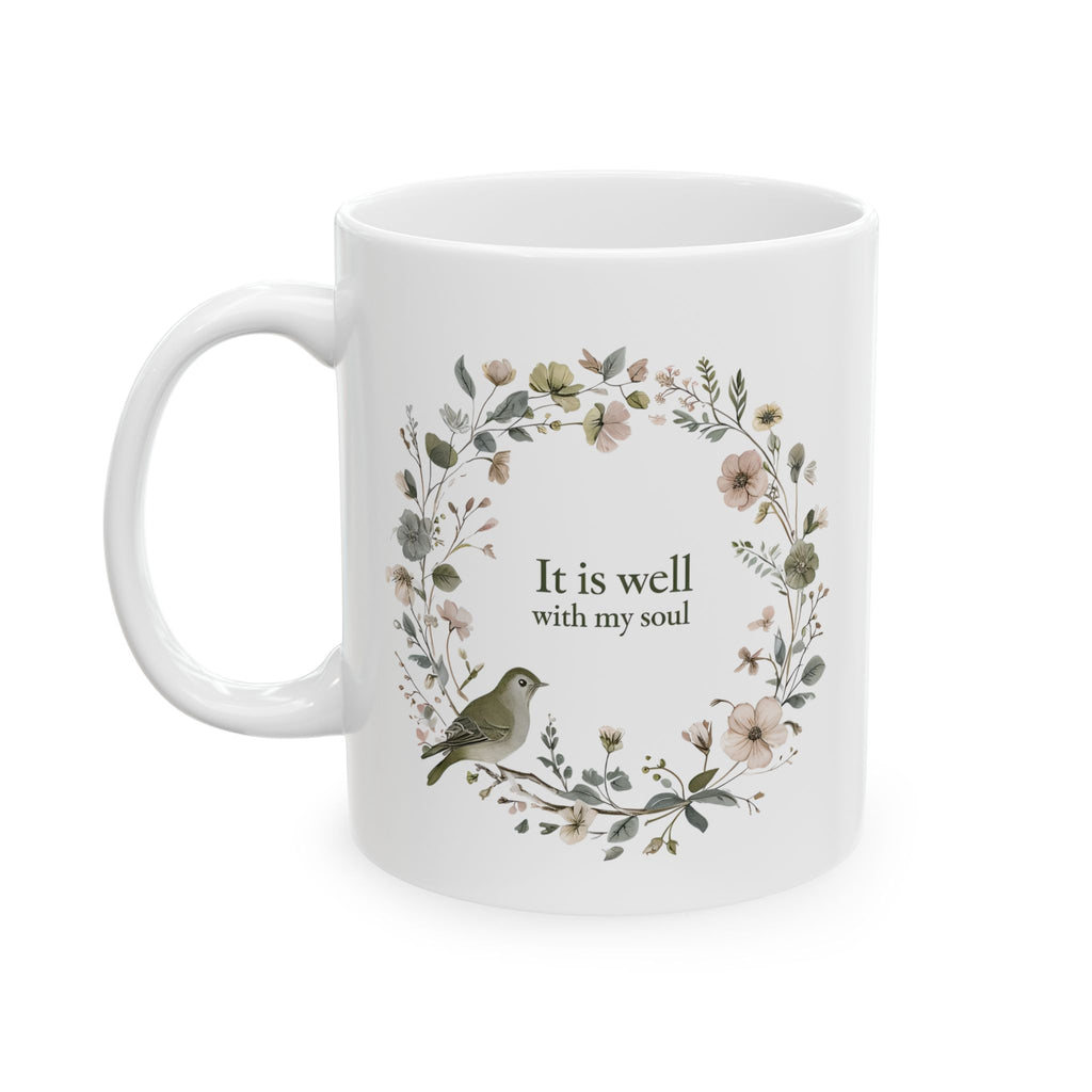 It Is Well With My Soul Christian Coffee Mug | Floral | Christian Gift for her