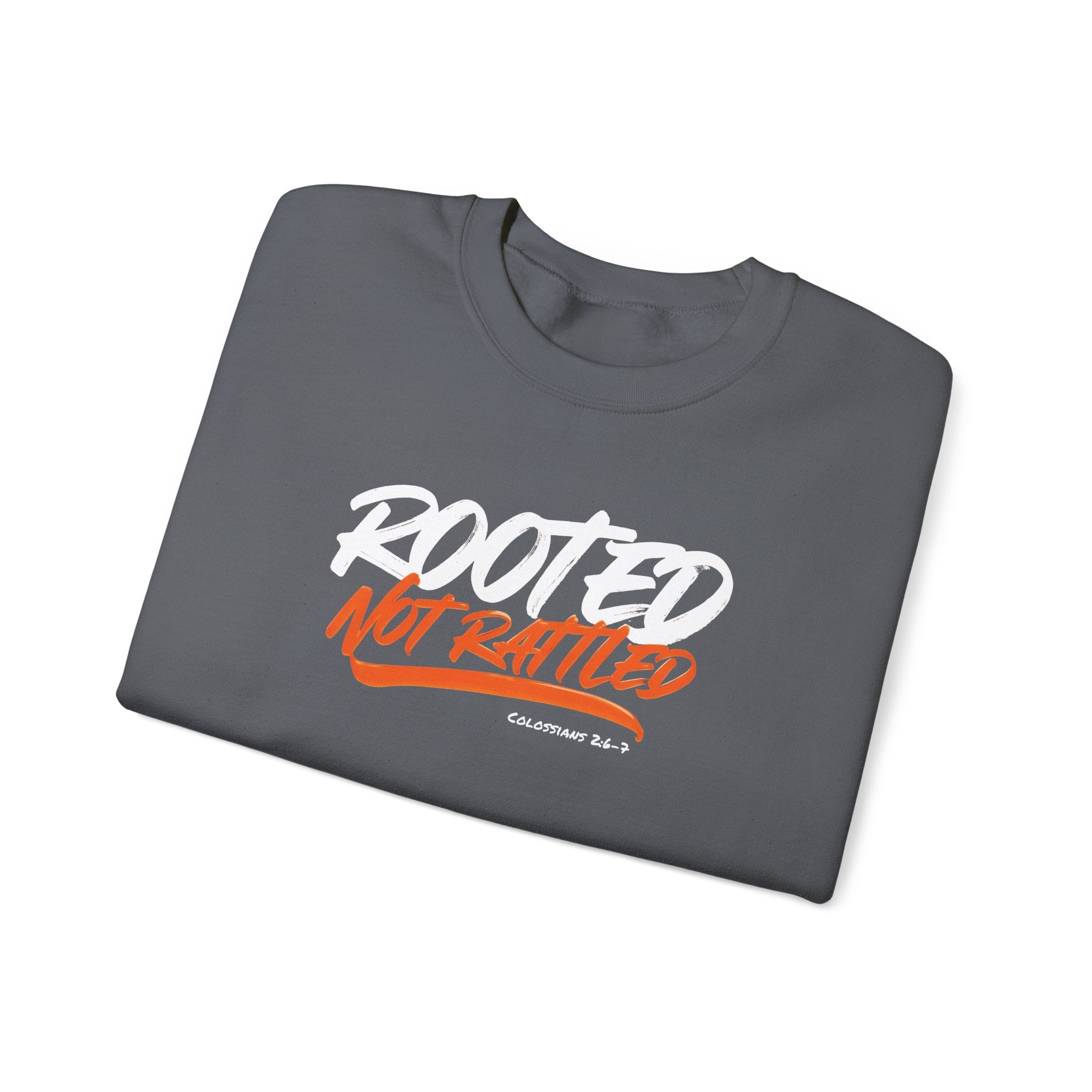 Rooted Not Rattled Gildan Christian Sweatshirt | Unisex Crewneck Pullover | Christian Gift