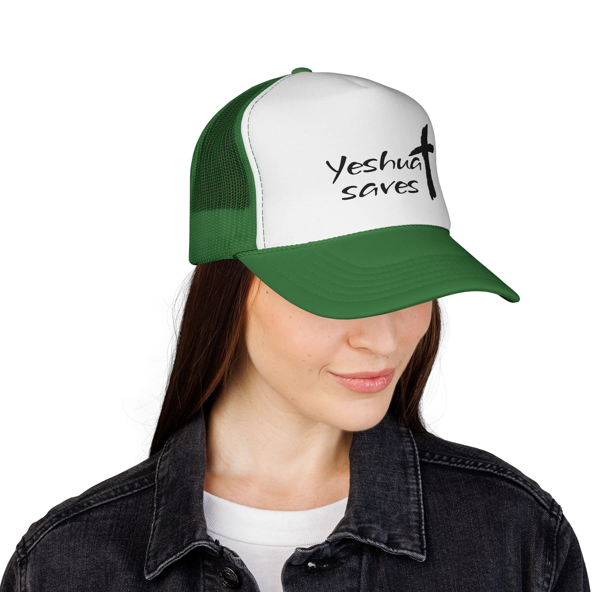 Yeshua Saves Trucker Hat | Christian Faith Snapback Cap | Jesus Saves Mesh Hat | Christian Streetwear Hat