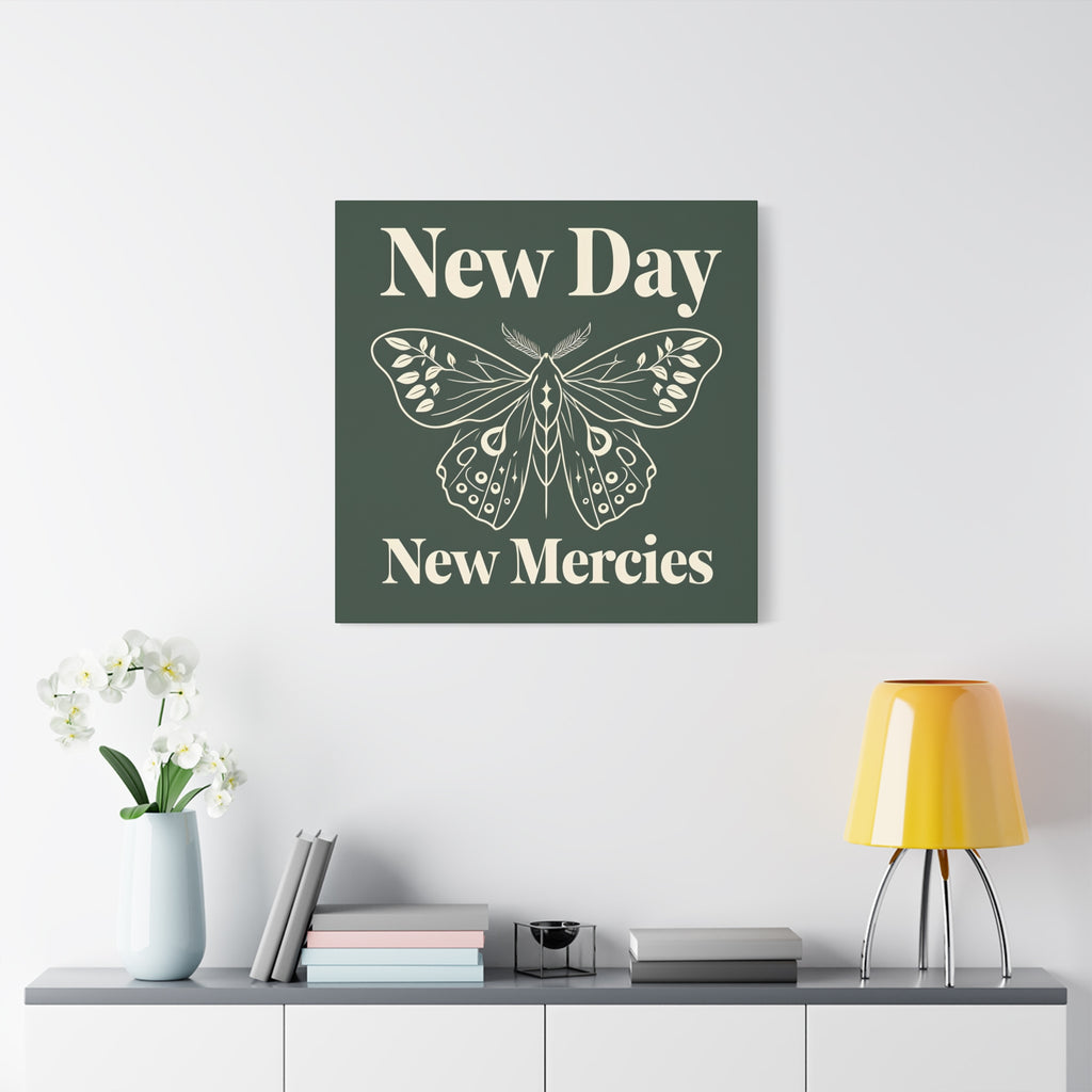 New Day New Mercies Christian Matte Canvas Wall Art | Faith Home Decor | Christian Housewarming Gift
