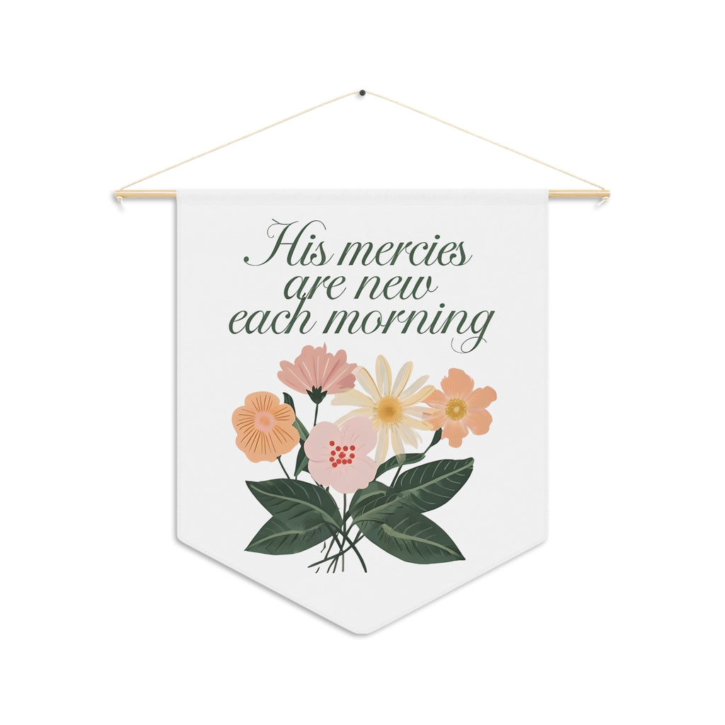 Christian Home Decor Pennant – Inspirational Wall Hanging with Floral Design – Uplifting Gift for Home or Office