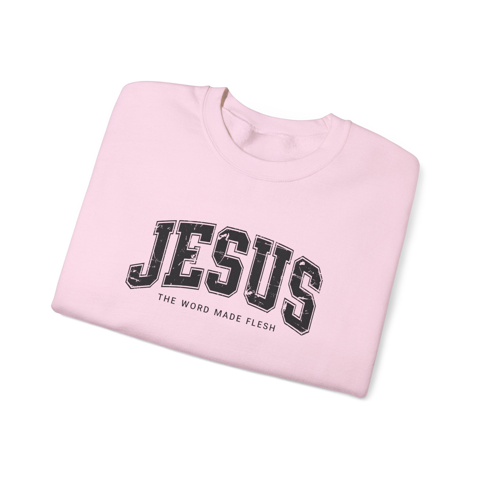 Jesus the Word Made Flesh Gildan Crewneck Sweatshirt | Christian Unisex Sweatshirt | Faith Apparel | Religious Gift