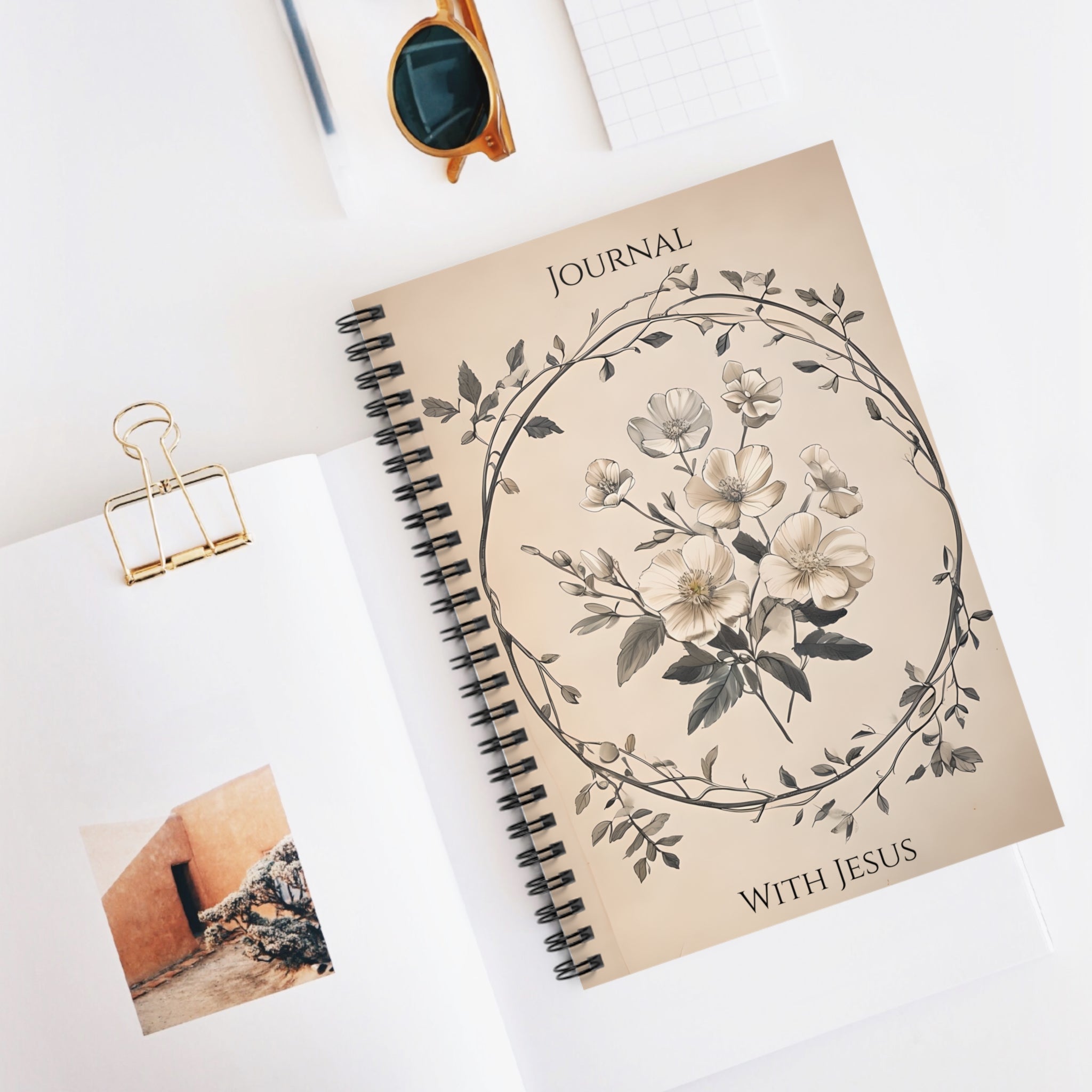 Journal with Jesus Christian Spiral Notebook 6x8 | Floral Journal | Faith Notebook Gift for Women