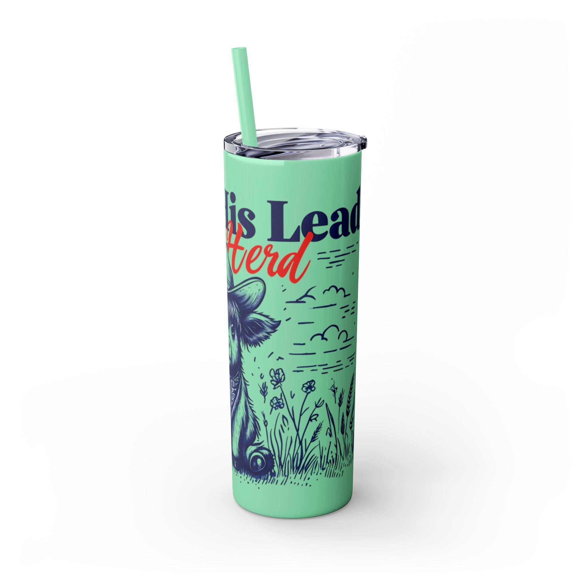 Follow His Lead, Not the Herd, 20 oz Insulated Skinny Tumbler | Stainless Steel Travel Cup | Christian Drinkware | Highland Cow