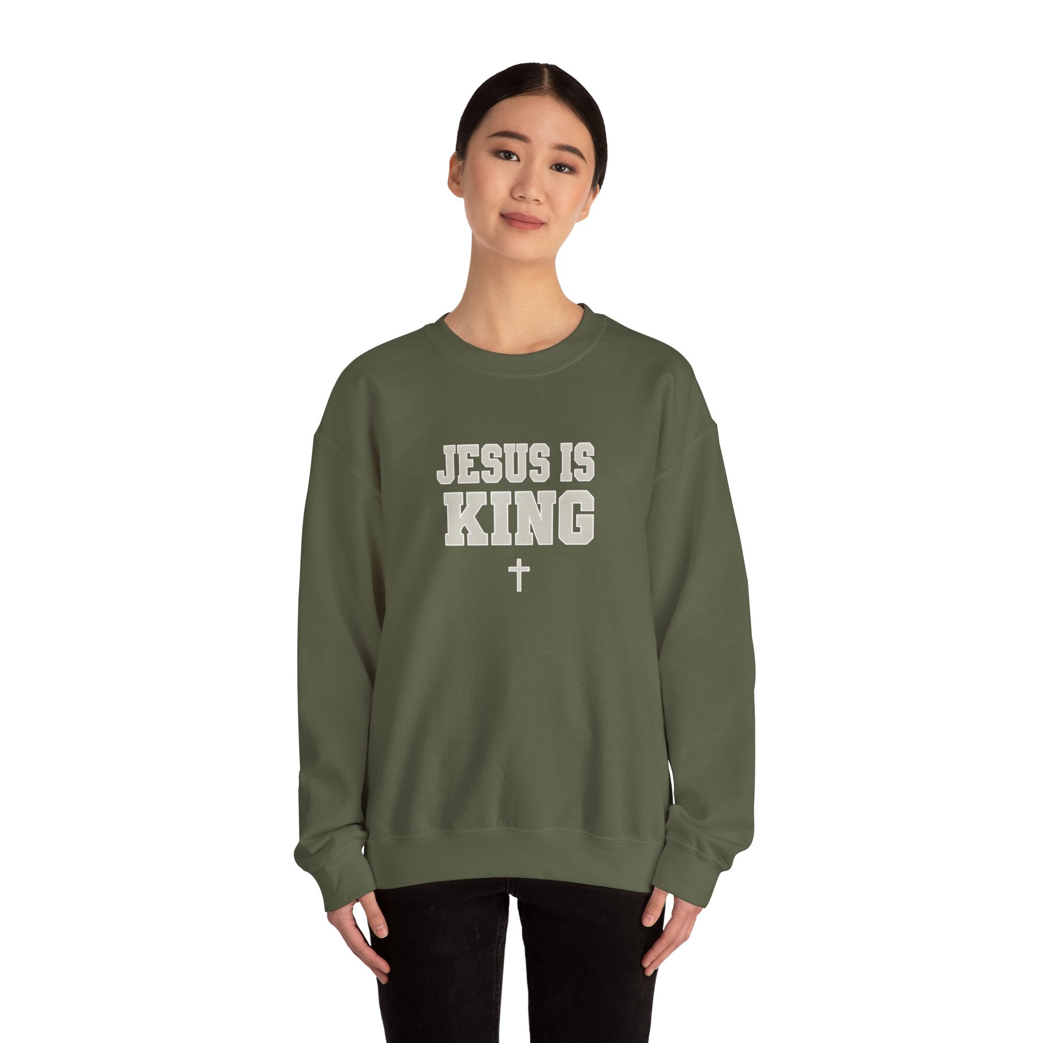 Jesus is King Gildan Unisex Crewneck Sweatshirt | Christian Apparel | Inspirational Gift | Cozy Everyday Wear