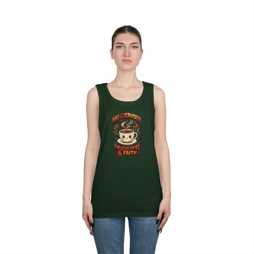 Motherhood Fueled by Coffee & Faith Gildan Tank Top | Christian Mom Shirt | Coffee Lover Mother’s Day Gift