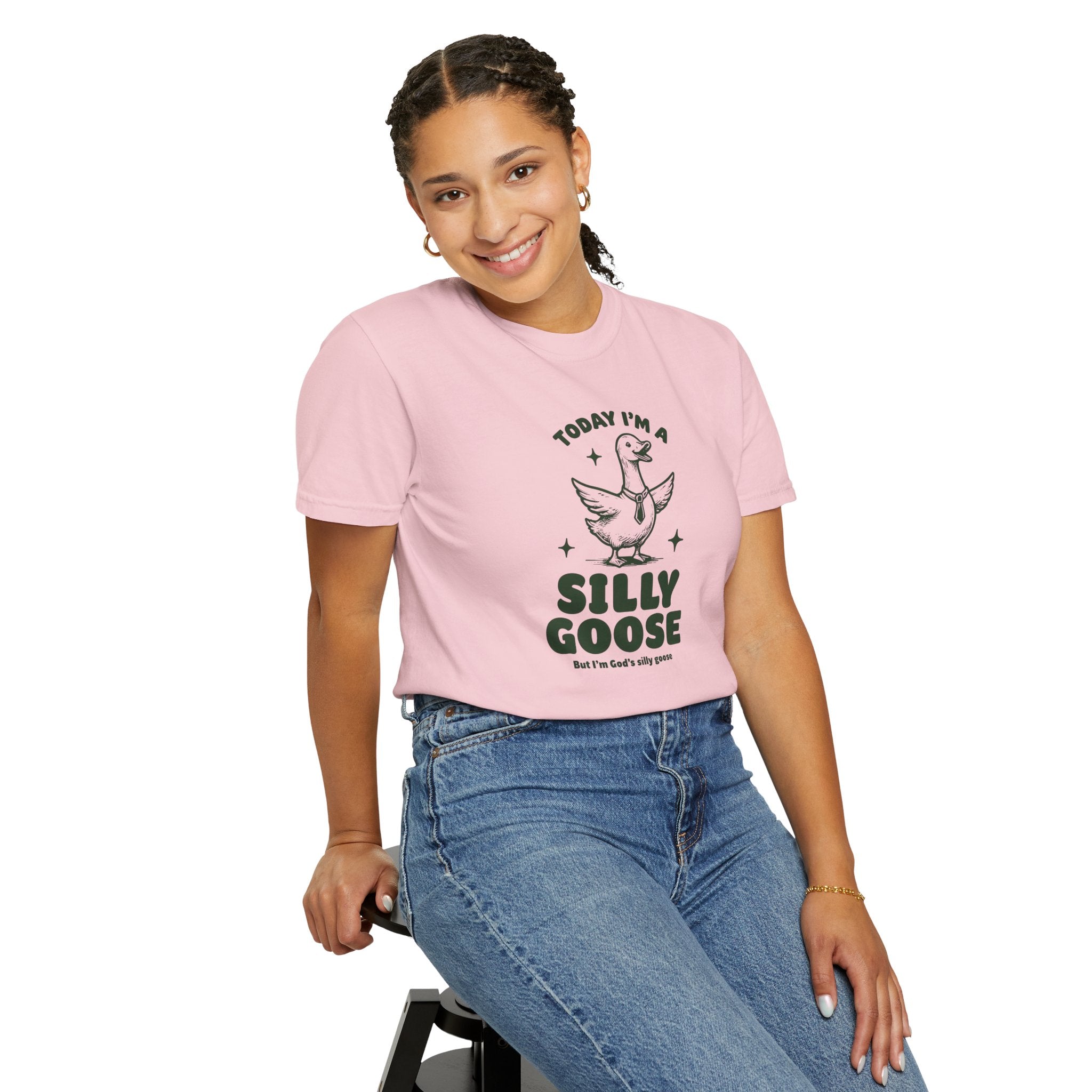God’s Silly Goose with tie Christian T-Shirt | Graphic Tee | Unisex Garment Dyed Cotton Top S-4XL