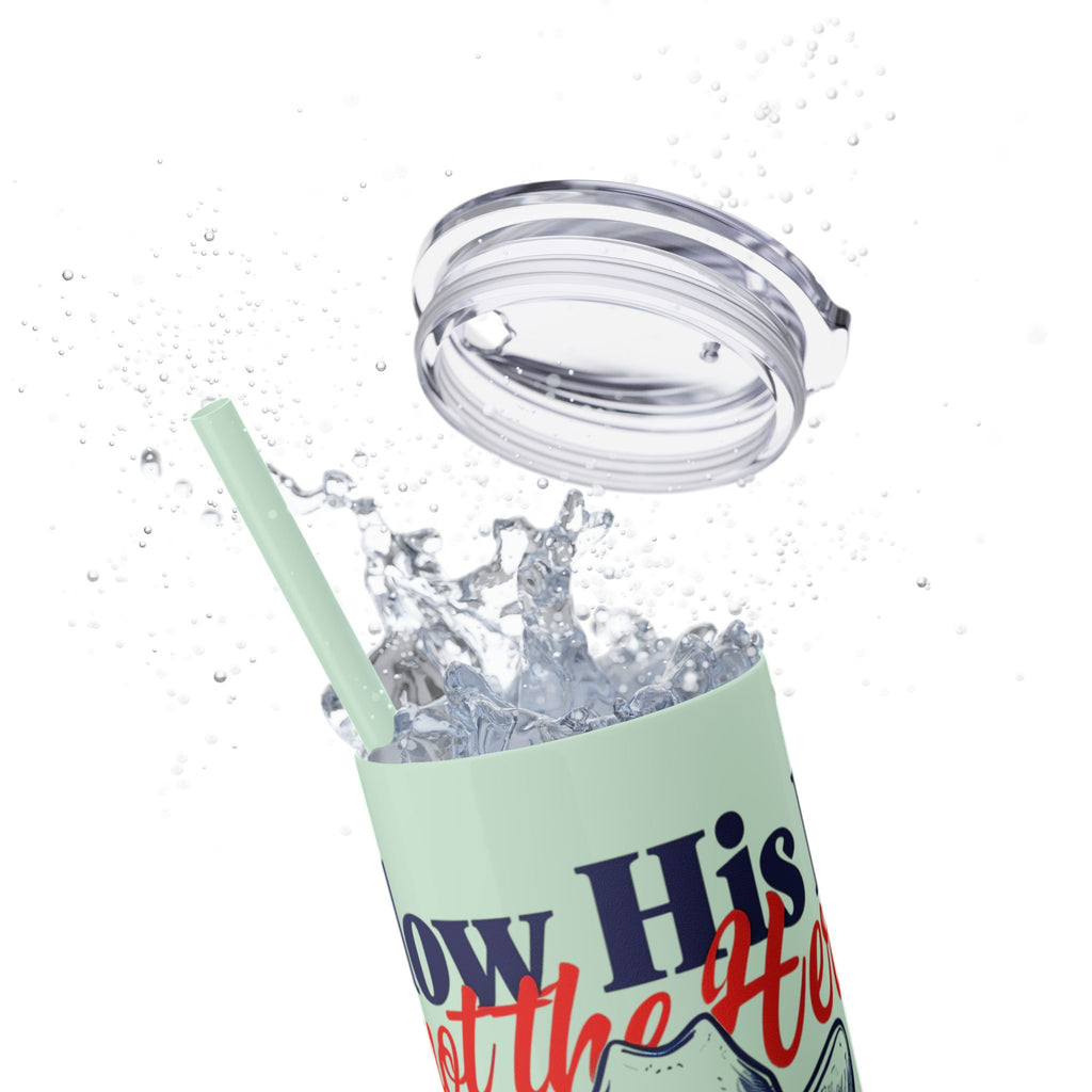 Follow His Lead, Not the Herd, 20 oz Insulated Skinny Tumbler | Stainless Steel Travel Cup | Christian Drinkware | Highland Cow