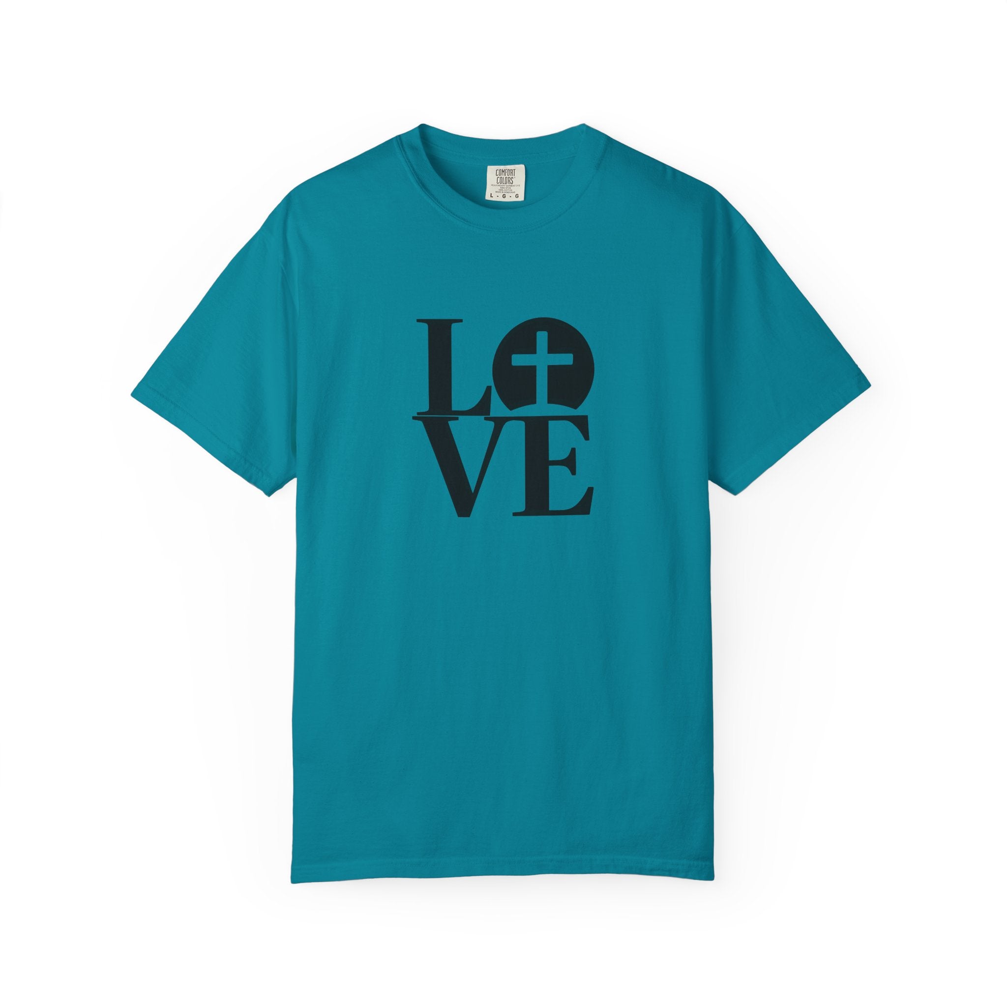 LOVE Cross Christian T-Shirt | Comfort Colors Faith-Based Unisex Tee (S–4XL) | Jesus is Love Shirt