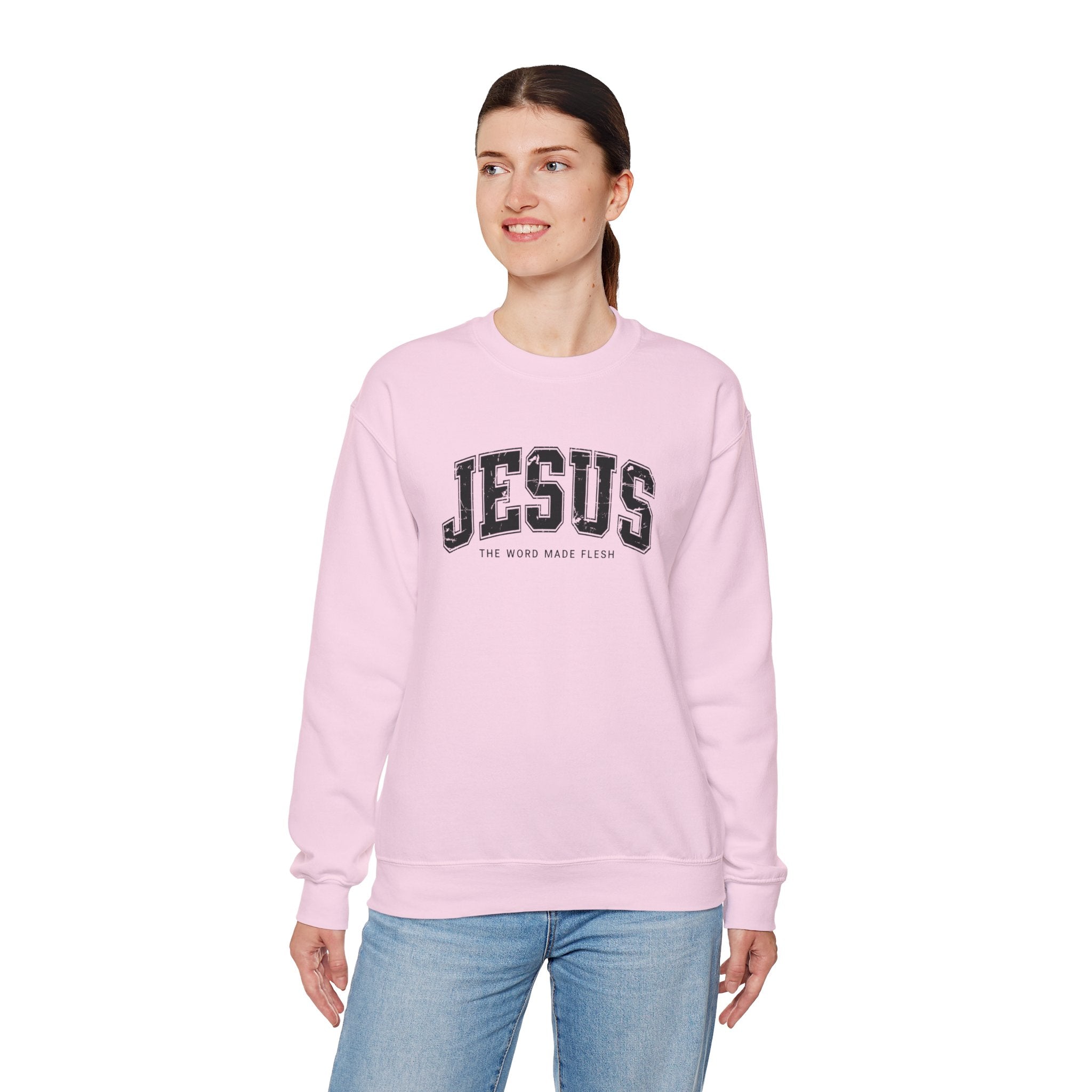Jesus the Word Made Flesh Gildan Crewneck Sweatshirt | Christian Unisex Sweatshirt | Faith Apparel | Religious Gift