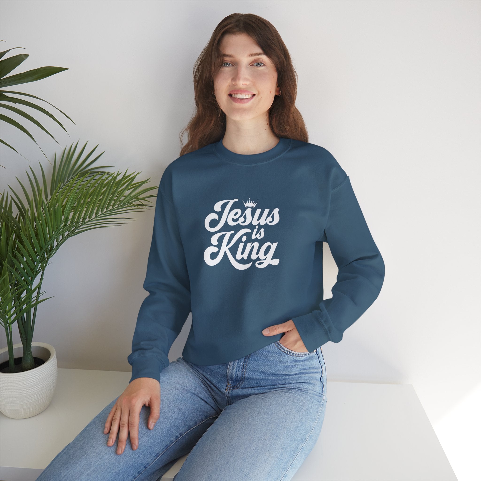 Jesus Is King Christian Gildan Unisex Crewneck Sweatshirt | Faith Apparel |  Religious Gift