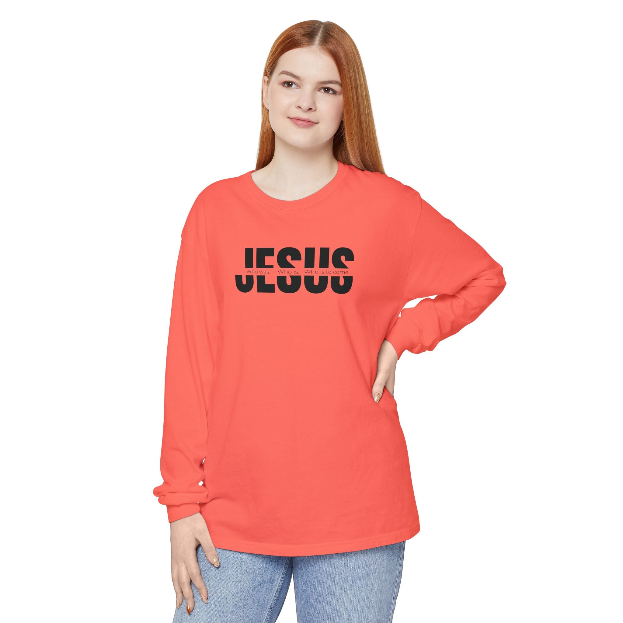 Jesus Comfort Colors Christian Long Sleeve Shirt | Faith Graphic Tee | Garment Dyed Cotton