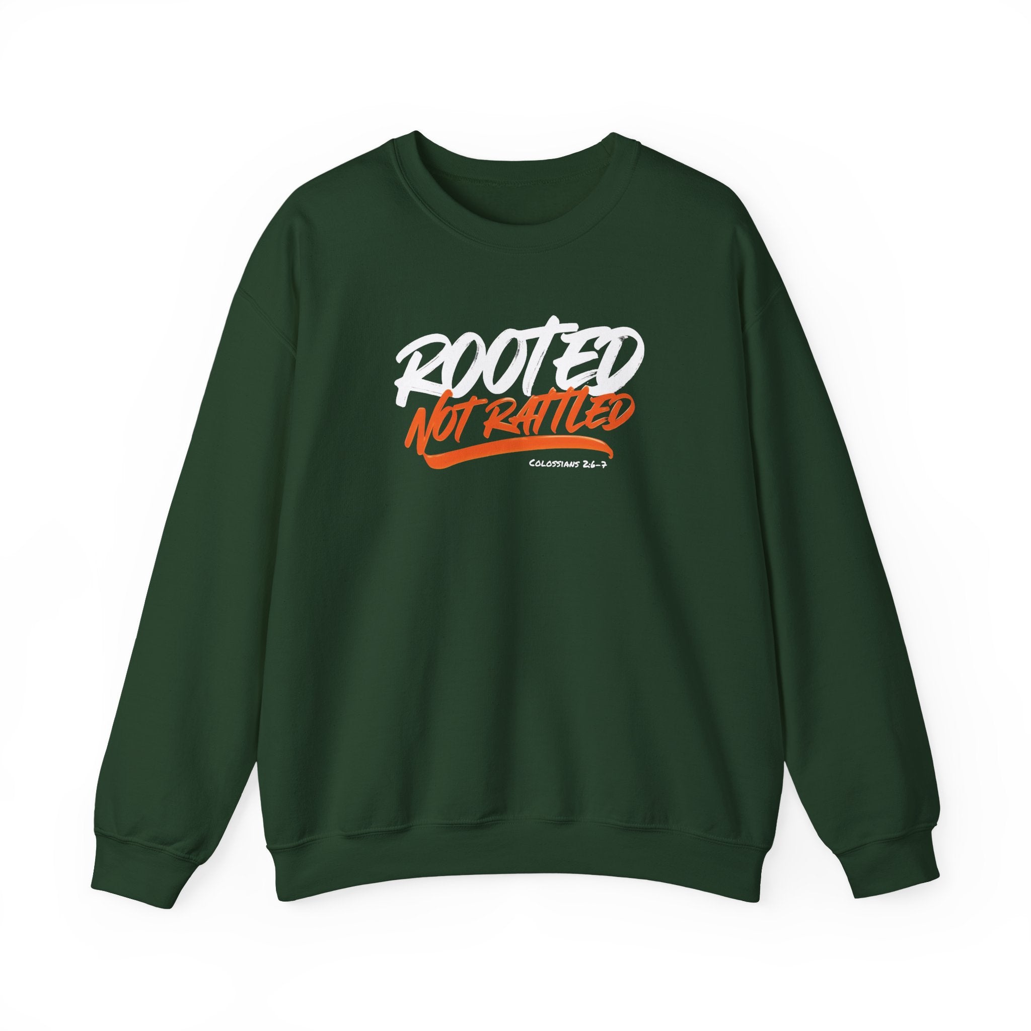 Rooted Not Rattled Gildan Christian Sweatshirt | Unisex Crewneck Pullover | Christian Gift