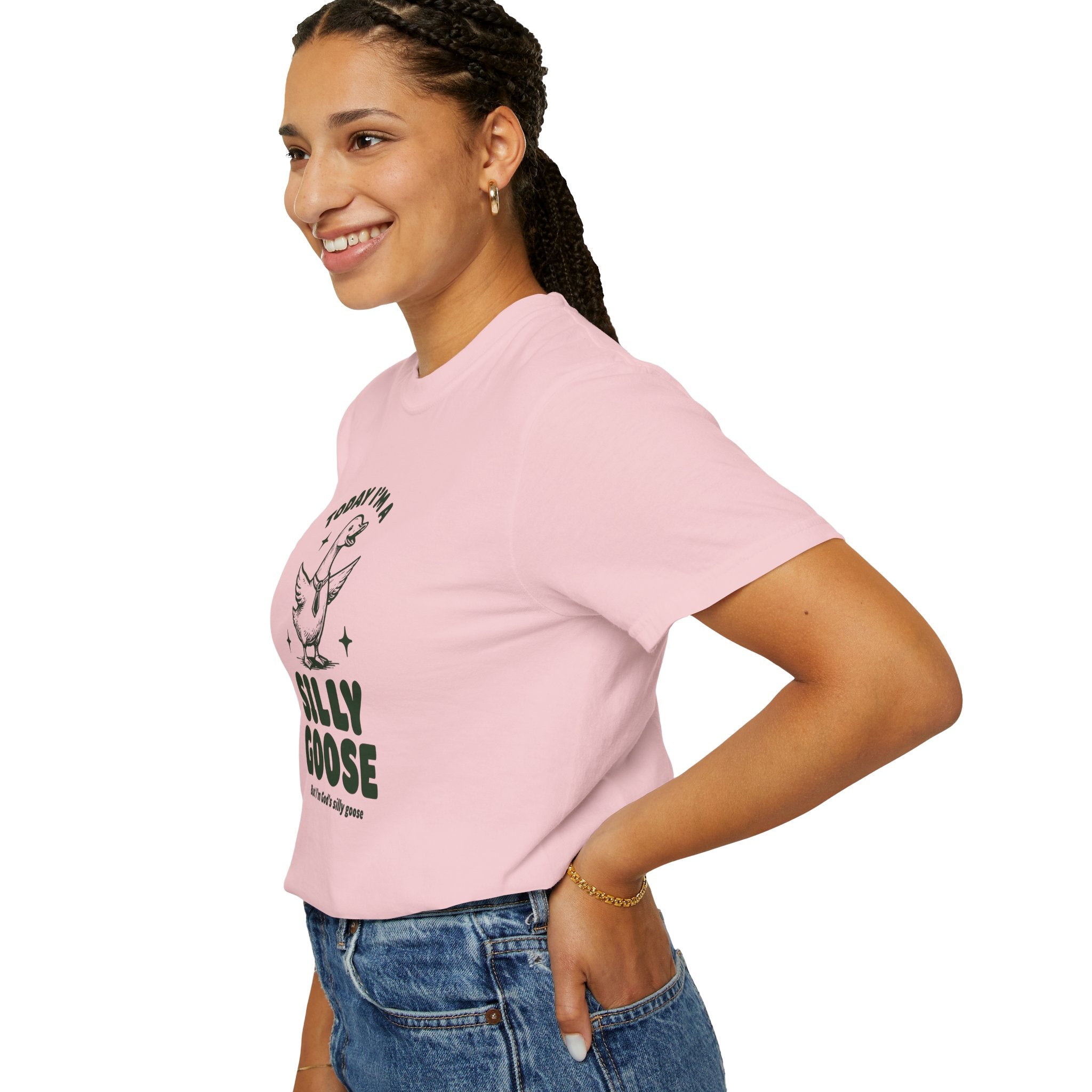 God’s Silly Goose with tie Christian T-Shirt | Graphic Tee | Unisex Garment Dyed Cotton Top S-4XL