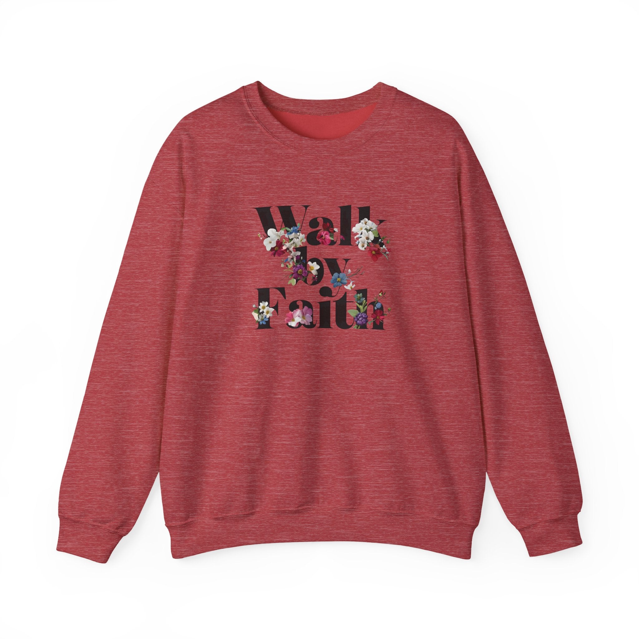 Walk By Faith Floral Gildan Crewneck Unisex Christian Sweatshirt