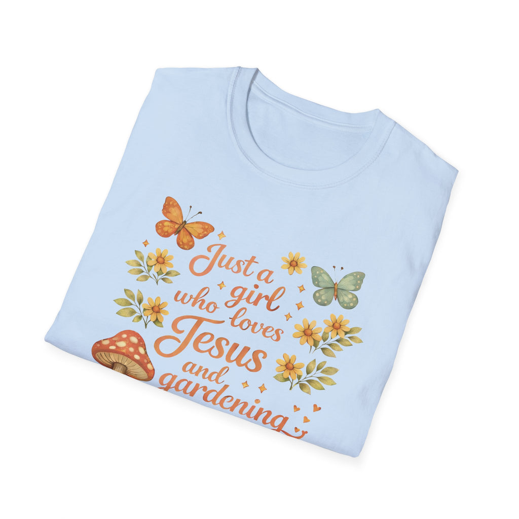 Just A Girl Who Loves Jesus and Gardening Gildan Unisex Tshirt | Christian Gardening T-Shirt | Faith Shirt | Cotton Tee