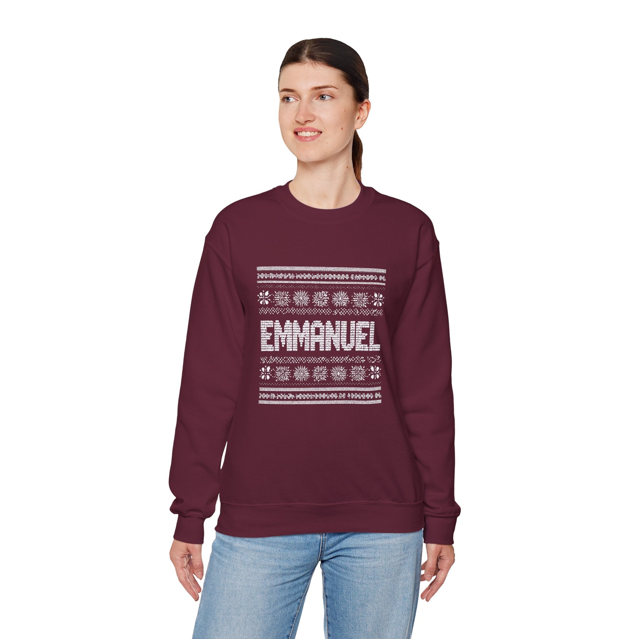 Emmanuel Gildan Unisex Christmas Crewneck Sweatshirt |Christian Holiday Gift