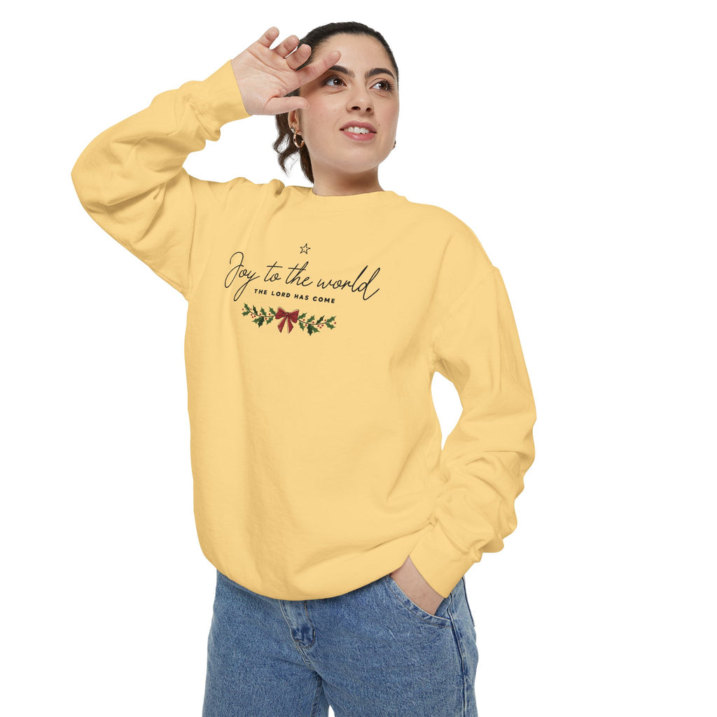 Joy to the World Comfort Colors Unisex Sweatshirt | Cozy Holiday Gift, Casual Fashion, Christmas Apparel, Festive Sweater, Unisex Holiday Wear