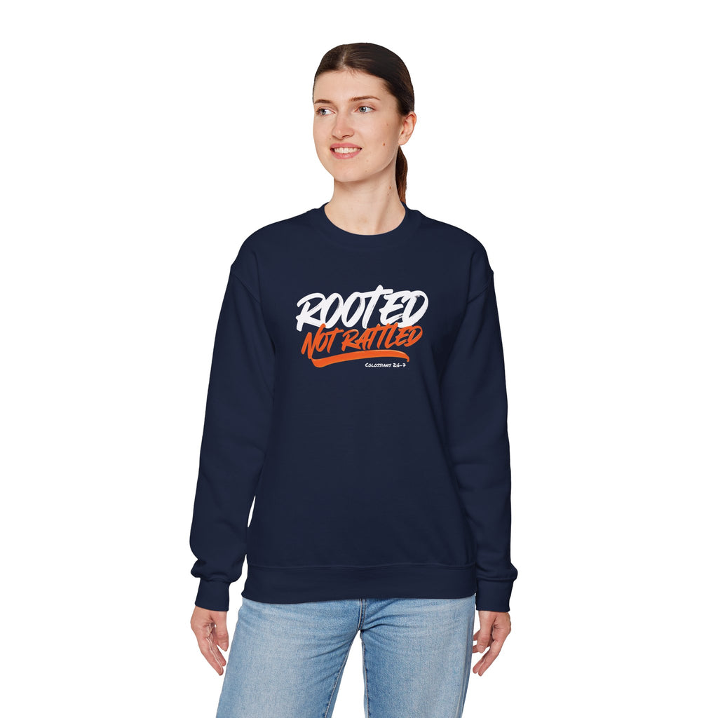 Rooted Not Rattled Gildan Christian Sweatshirt | Unisex Crewneck Pullover | Christian Gift