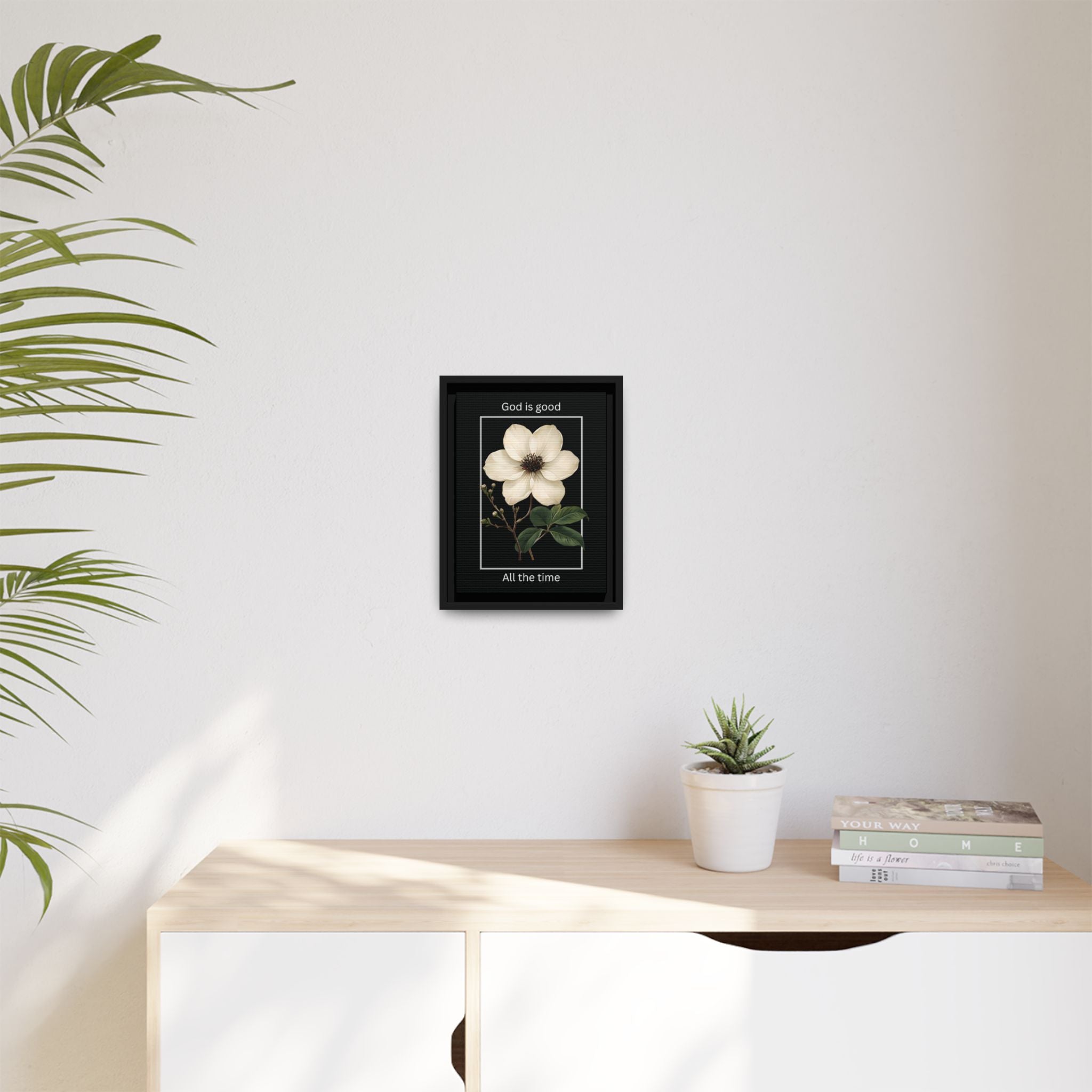 God is Good All The Time Christian Framed Matte Canvas Wall Art | Faith Inspirational Home Decor