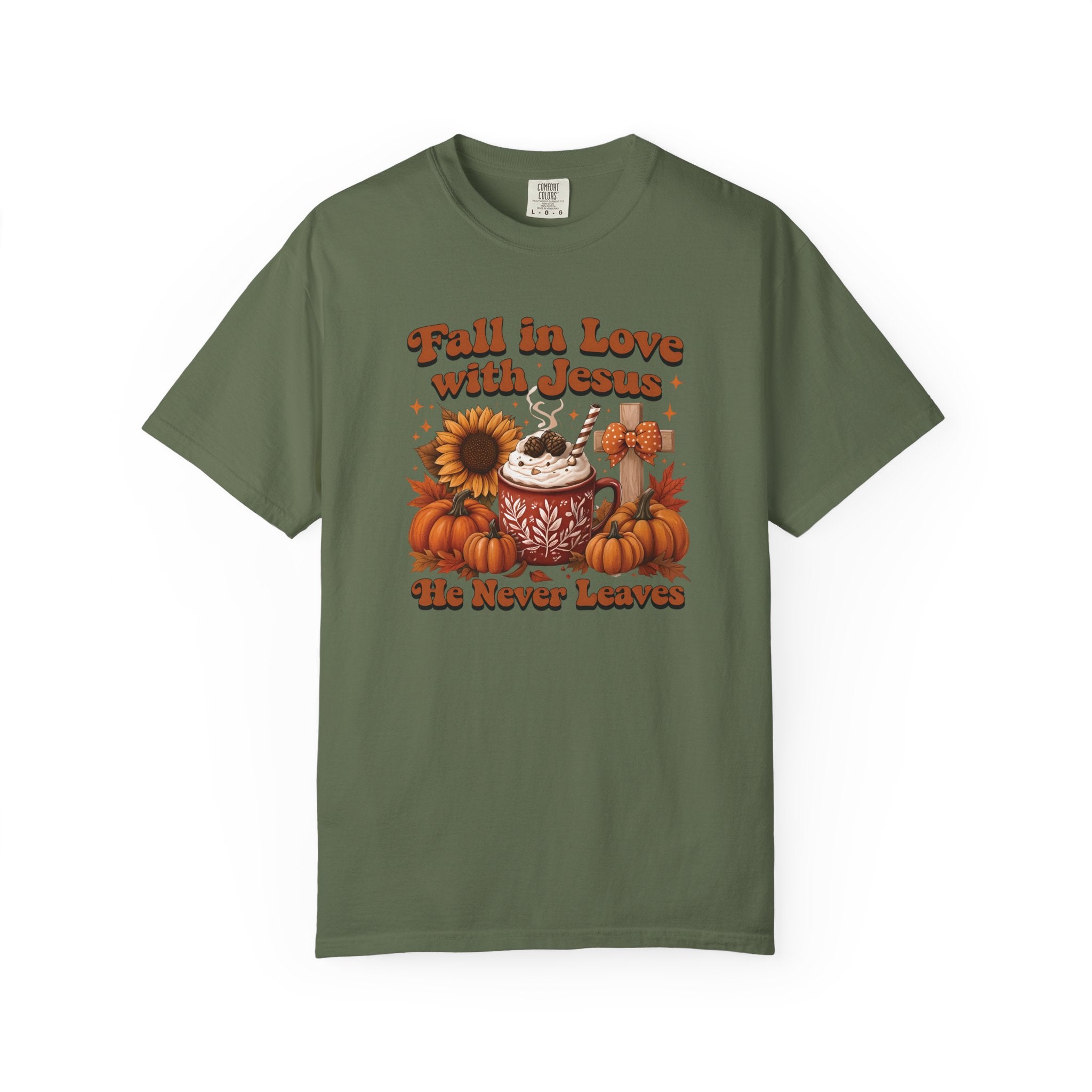 Fall in Love with Jesus Unisex Garment Dyed Comfort Colors T-Shirt | Christian Fall T-Shirt | Faith Based Thanksgiving Tee | Unisex Religious Cotton Top