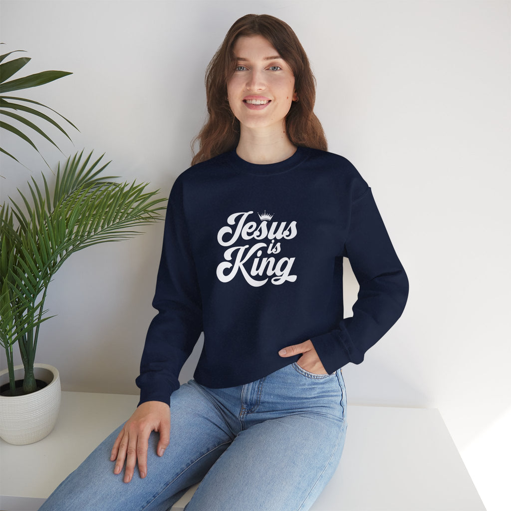 Jesus Is King Christian Gildan Unisex Crewneck Sweatshirt | Faith Apparel |  Religious Gift