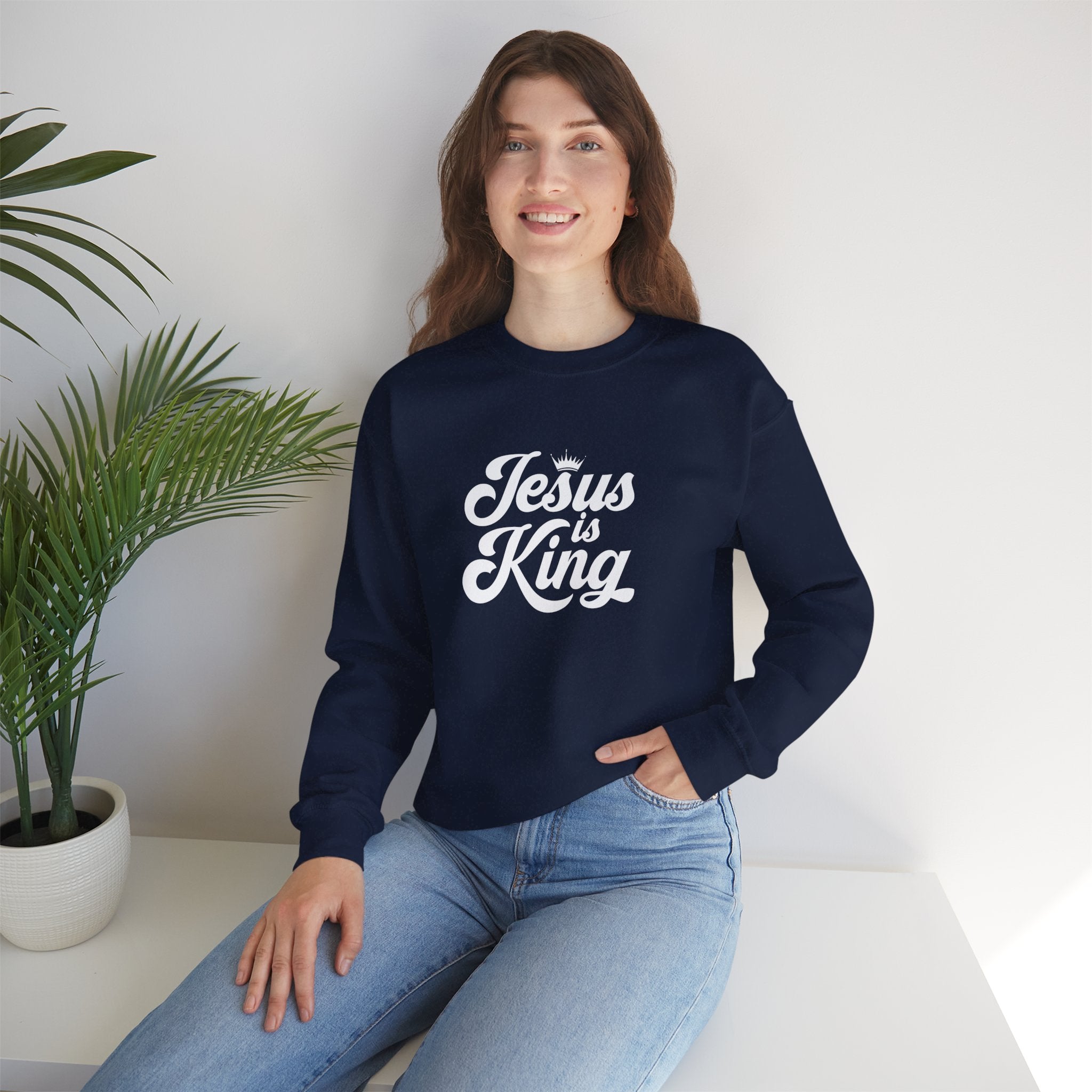 Jesus Is King Christian Gildan Unisex Crewneck Sweatshirt | Faith Apparel |  Religious Gift