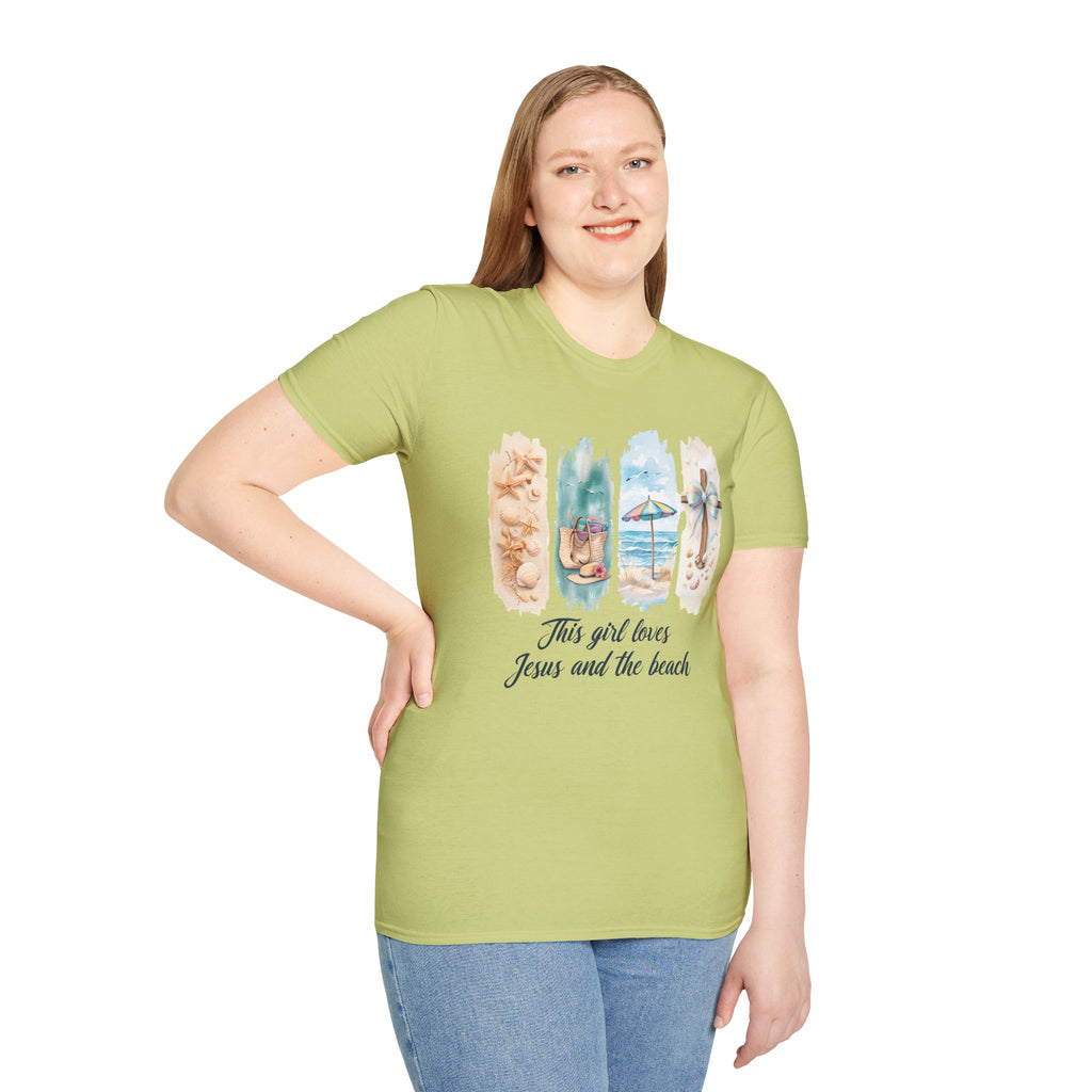 This Girl Loves Jesus and the Beach Shirt – Christian T-Shirts for Women | Faith Based Apparel | Beach Lover T-Shirt, Faith T-Shirt, Jesus Shirt, Summer Apparel, Christian Gifts, Casual...