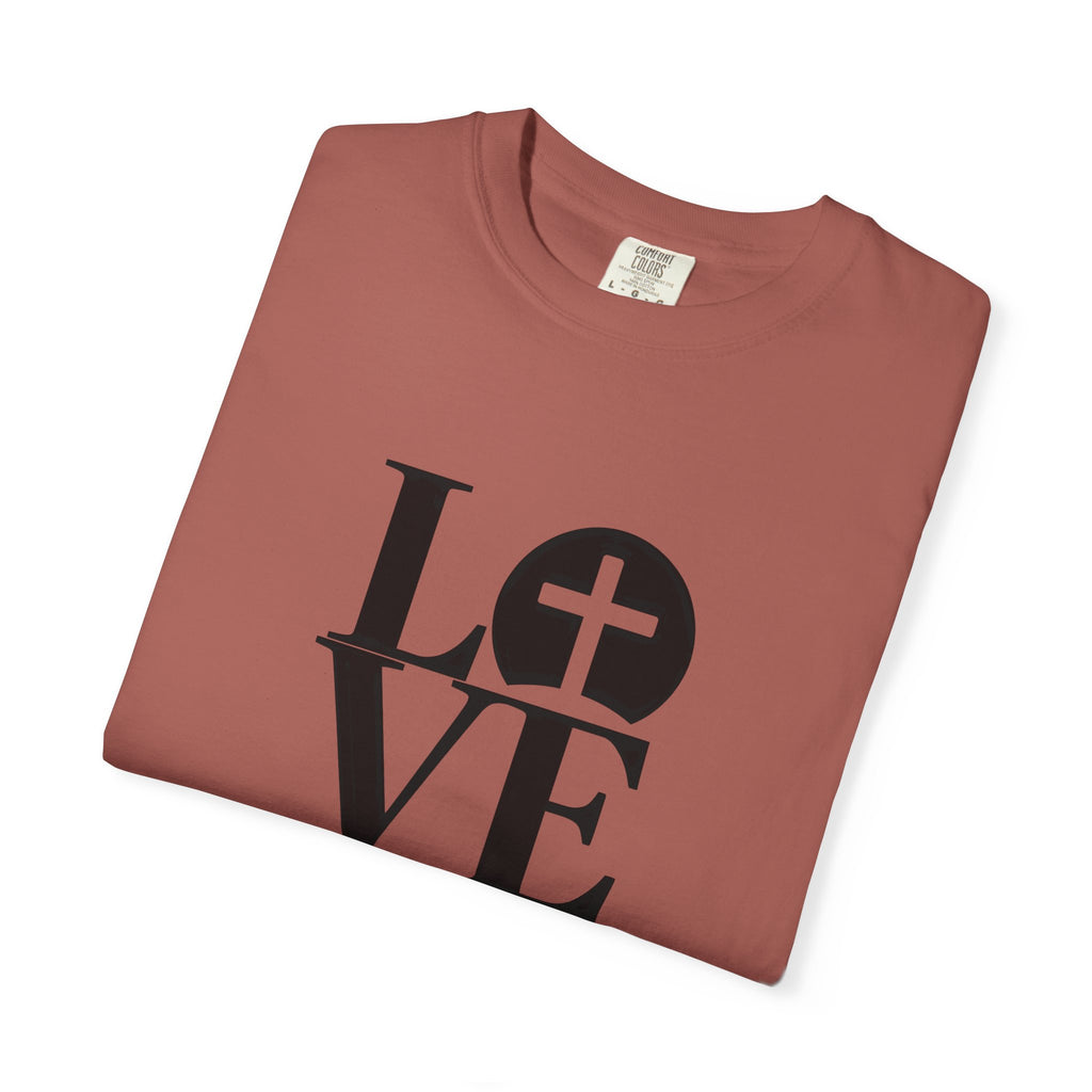 LOVE Cross Christian T-Shirt | Comfort Colors Faith-Based Unisex Tee (S–4XL) | Jesus is Love Shirt