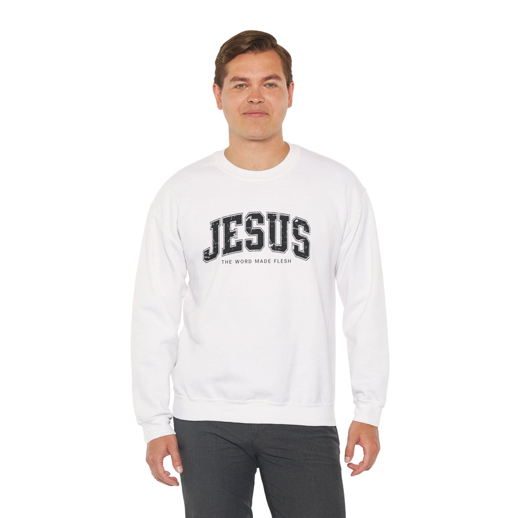 Jesus the Word Made Flesh Gildan Crewneck Sweatshirt | Christian Unisex Sweatshirt | Faith Apparel | Religious Gift