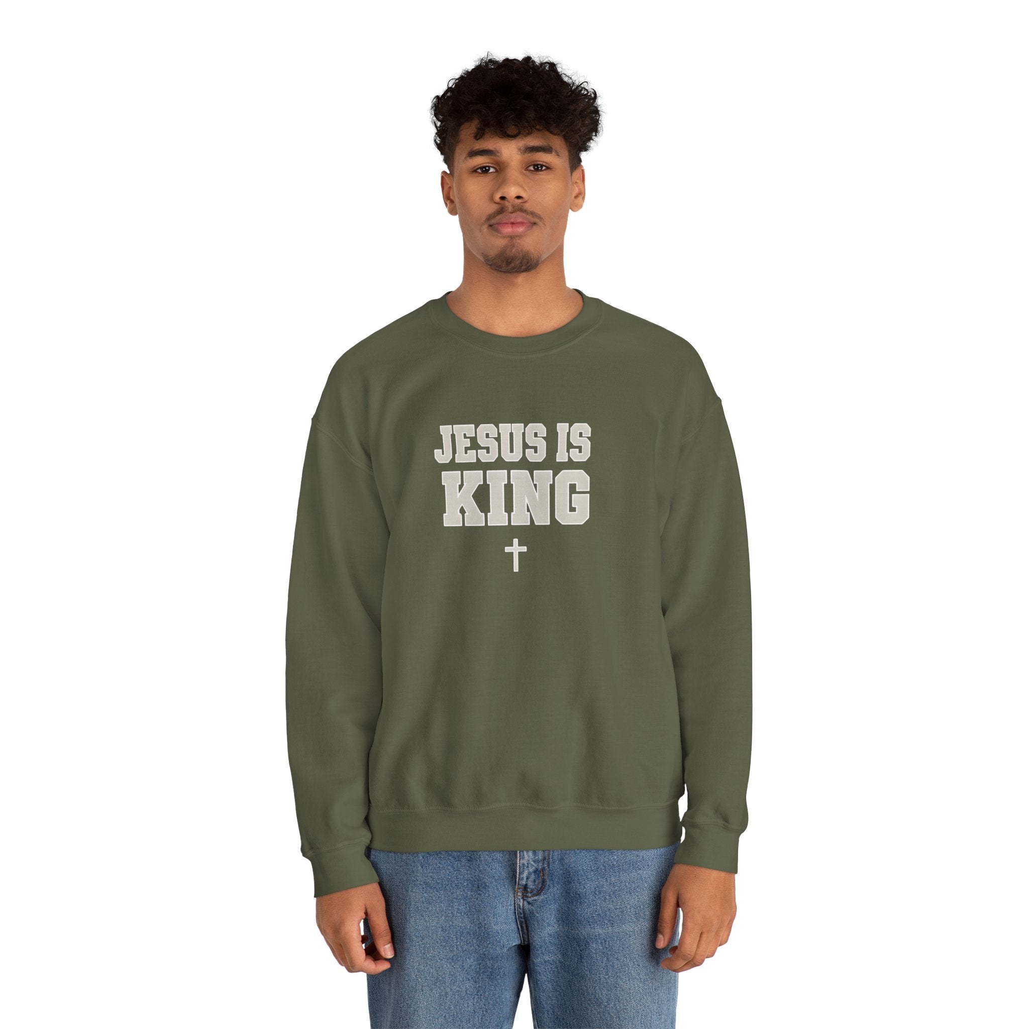 Jesus is King Gildan Unisex Crewneck Sweatshirt | Christian Apparel | Inspirational Gift | Cozy Everyday Wear