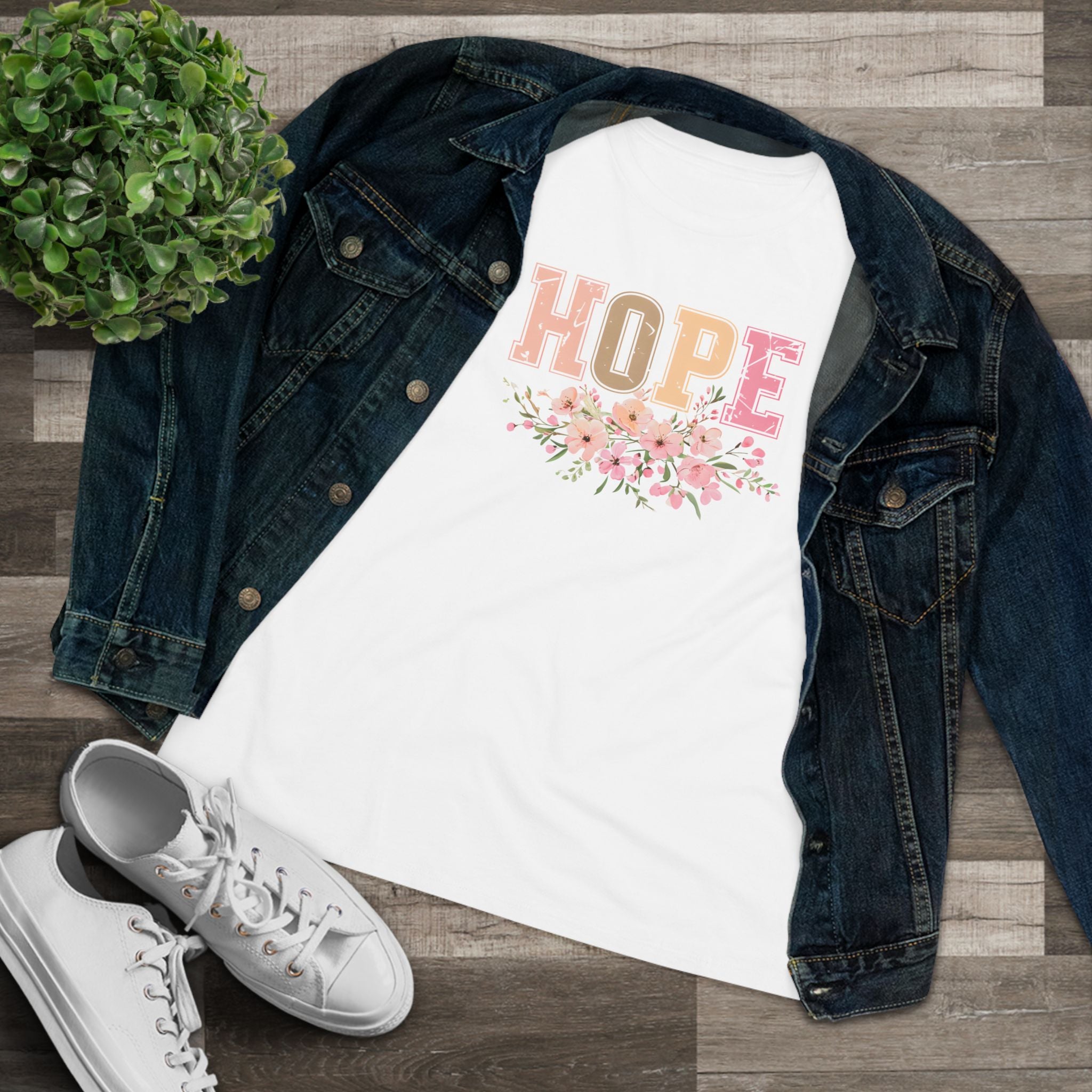 Hope Bella + Canvas Christian T-Shirt with Floral Design – Faith-Based Shirt for Women, Bible Verse Inspired Gift Idea