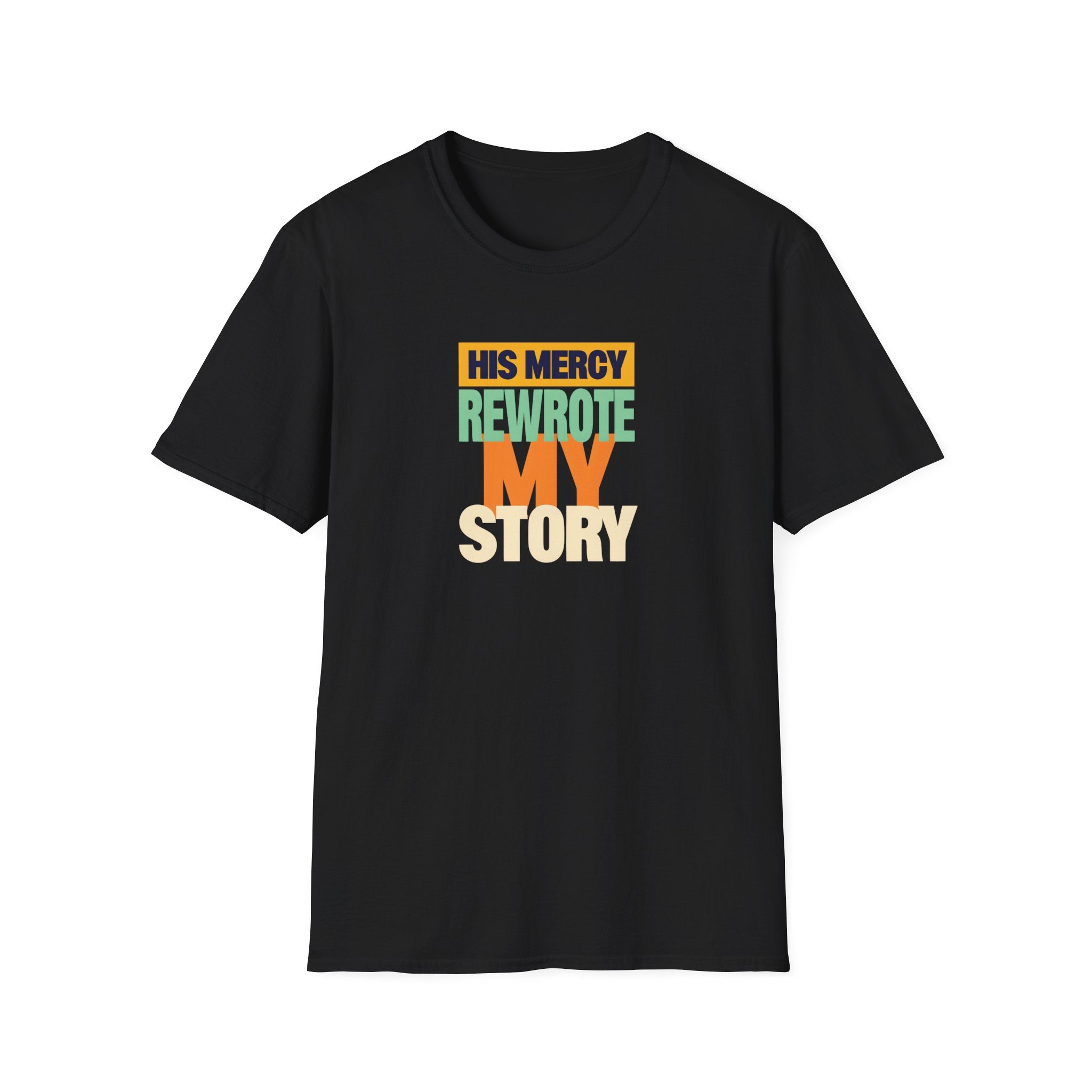 His Mercy Rewrote My Story Christian Gildan T-Shirt Unisex Softstyle Religious Tee Gift