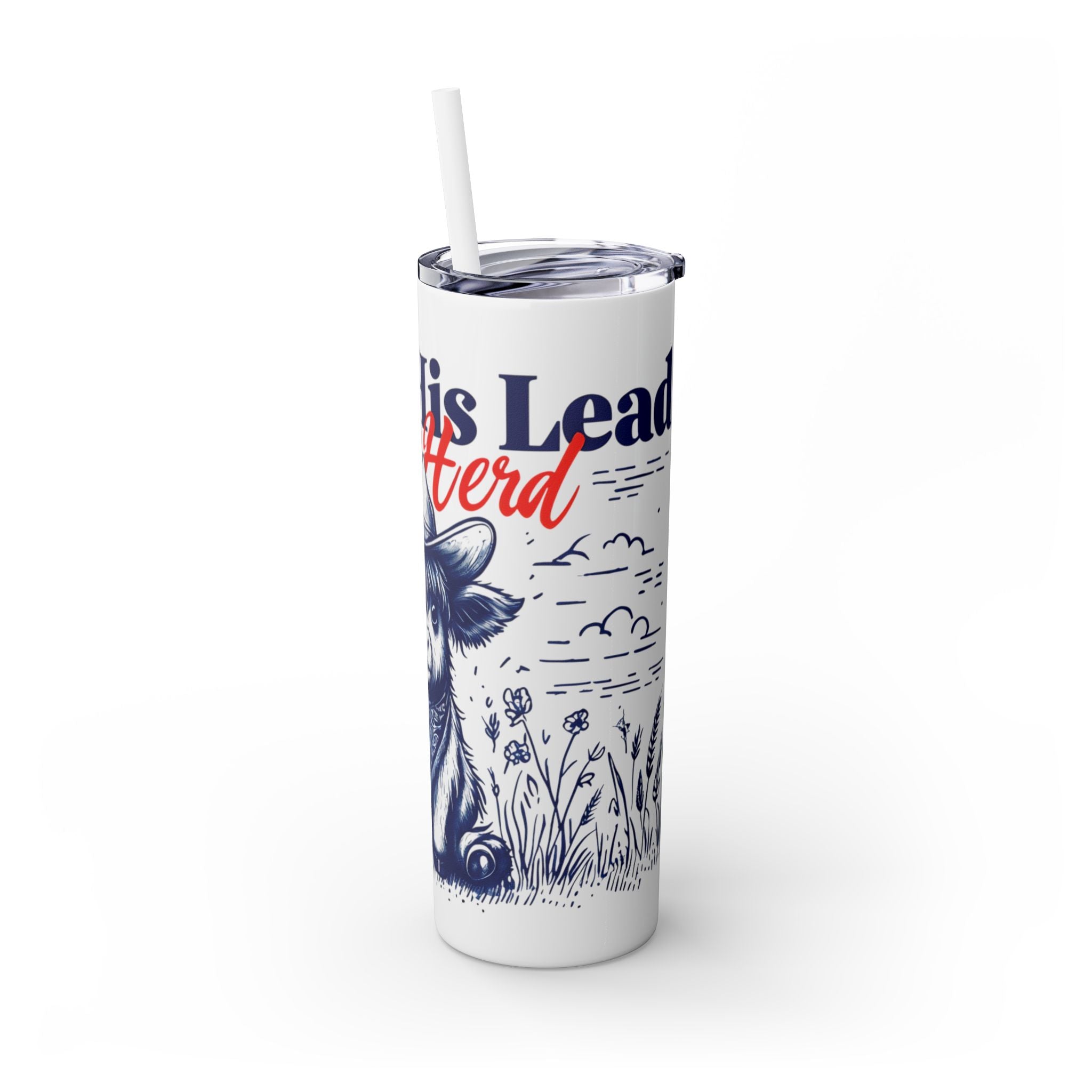 Follow His Lead, Not the Herd, 20 oz Insulated Skinny Tumbler | Stainless Steel Travel Cup | Christian Drinkware | Highland Cow