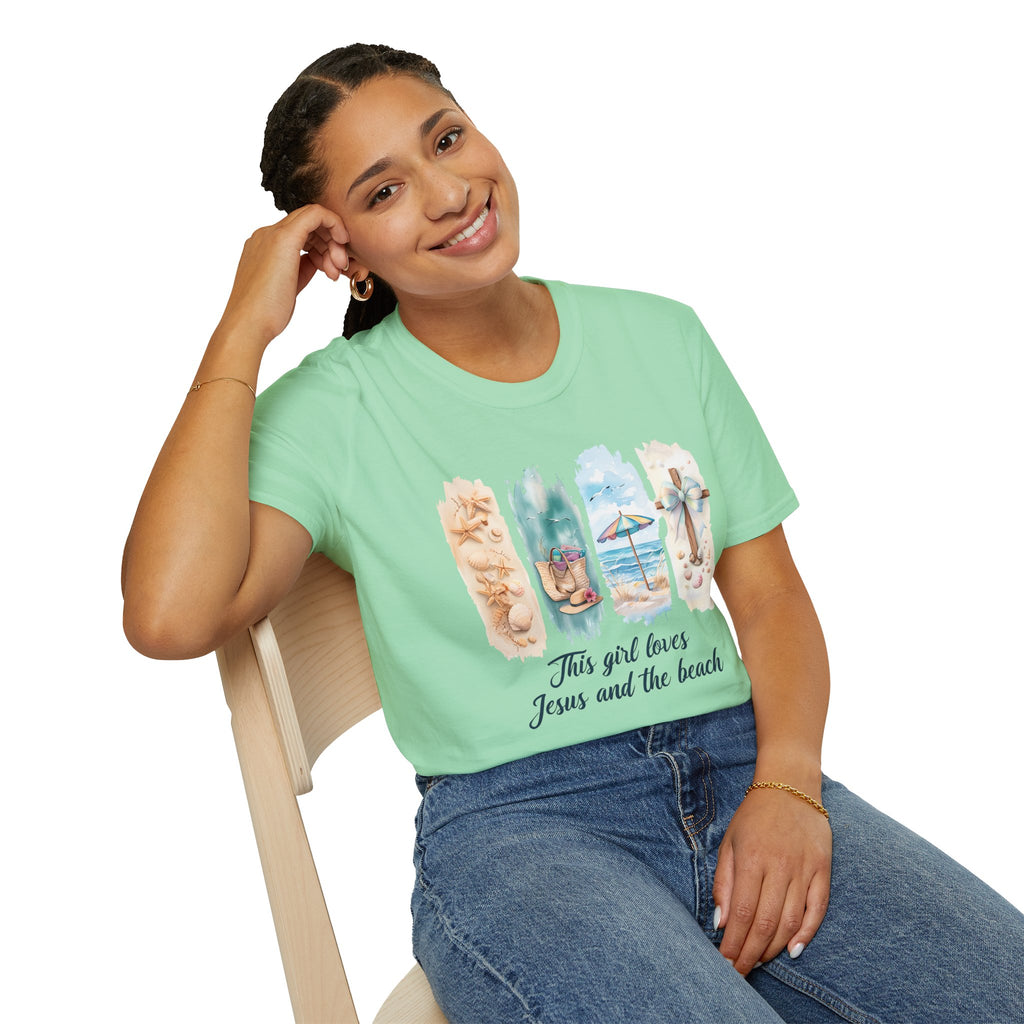 This Girl Loves Jesus and the Beach Shirt – Christian T-Shirts for Women | Faith Based Apparel | Beach Lover T-Shirt, Faith T-Shirt, Jesus Shirt, Summer Apparel, Christian Gifts, Casual...