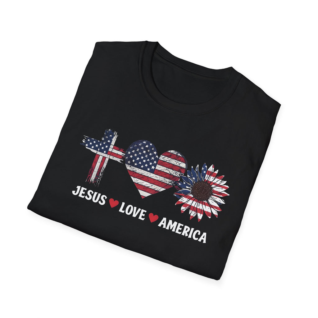 Jesus Love America Shirt | Patriotic Christian T-Shirt | Faith Based 4th of July Outfit