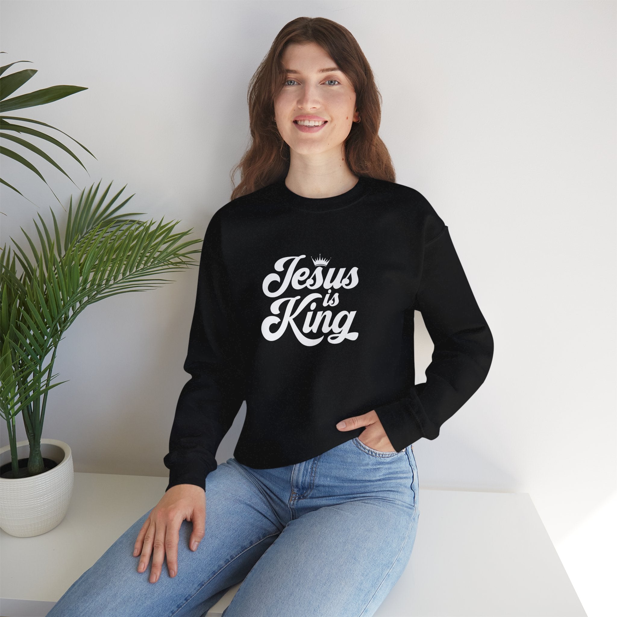 Jesus Is King Christian Gildan Unisex Crewneck Sweatshirt | Faith Apparel |  Religious Gift