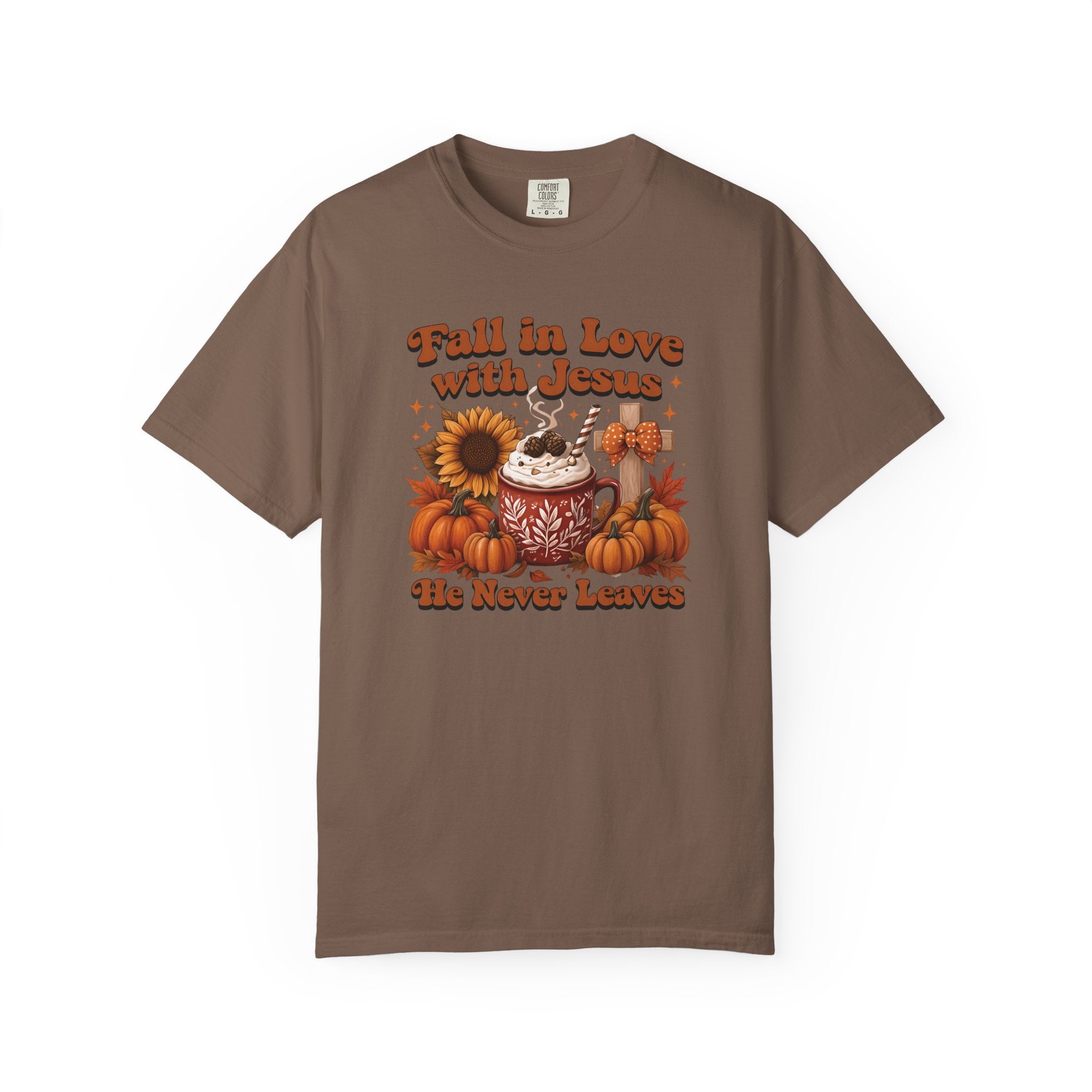 Fall in Love with Jesus Unisex Garment Dyed Comfort Colors T-Shirt | Christian Fall T-Shirt | Faith Based Thanksgiving Tee | Unisex Religious Cotton Top
