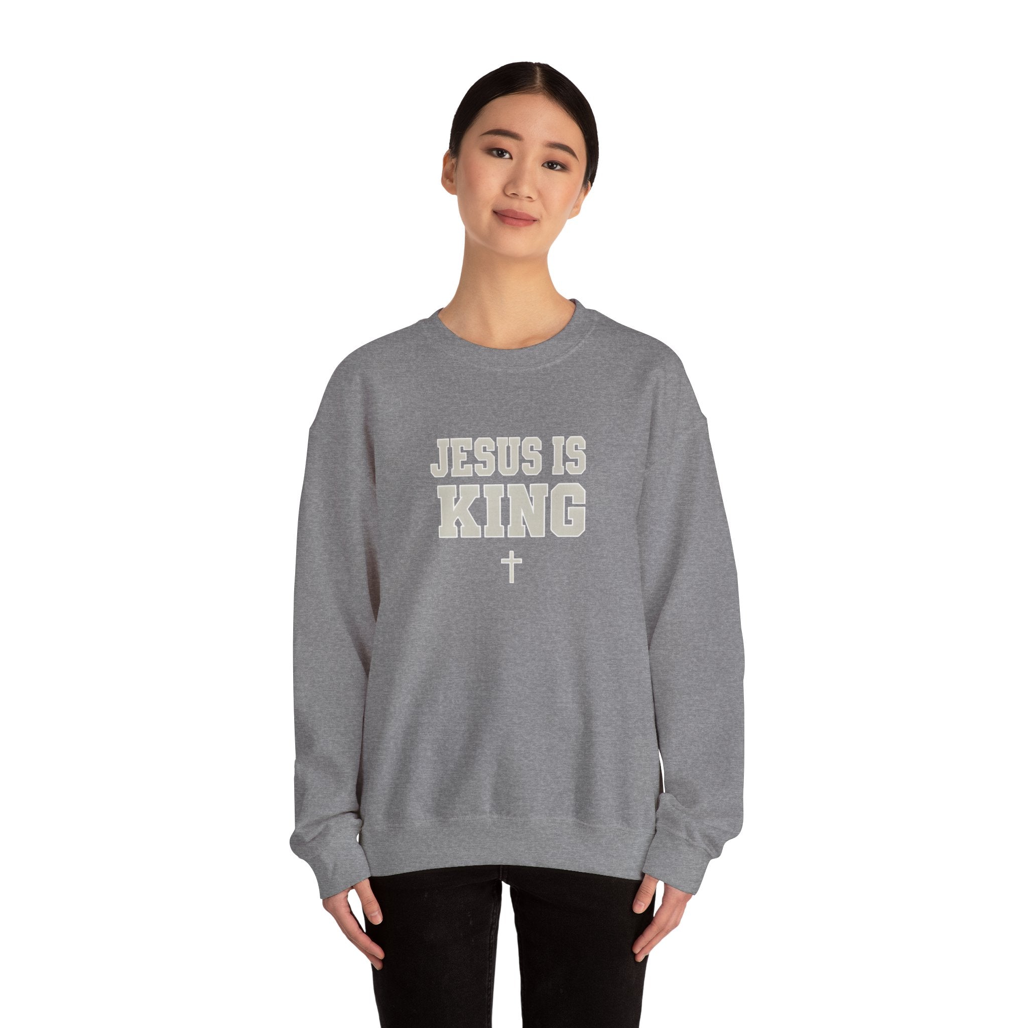 Jesus is King Gildan Unisex Crewneck Sweatshirt | Christian Apparel | Inspirational Gift | Cozy Everyday Wear
