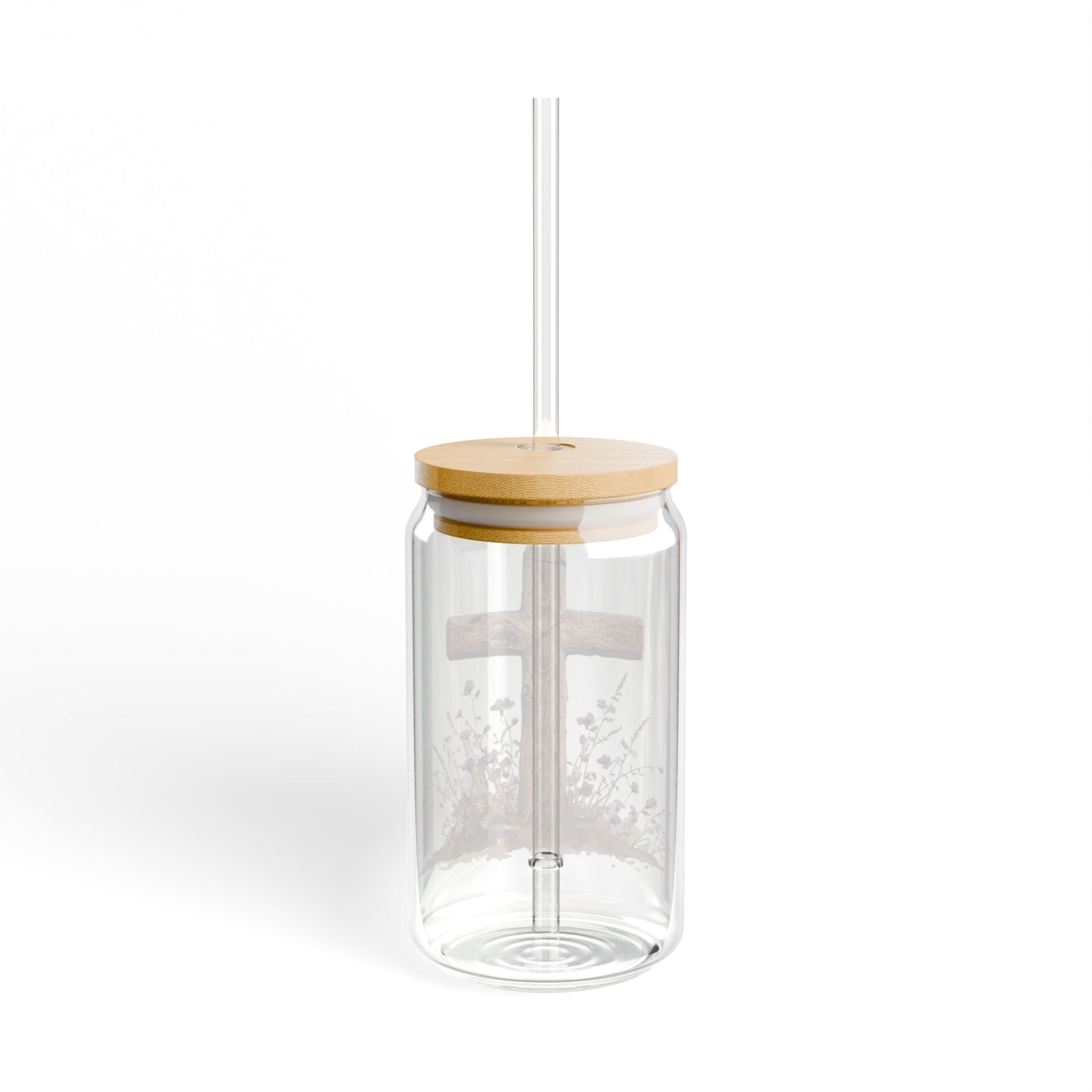 Rustic Cross Sipper Glass | 16oz