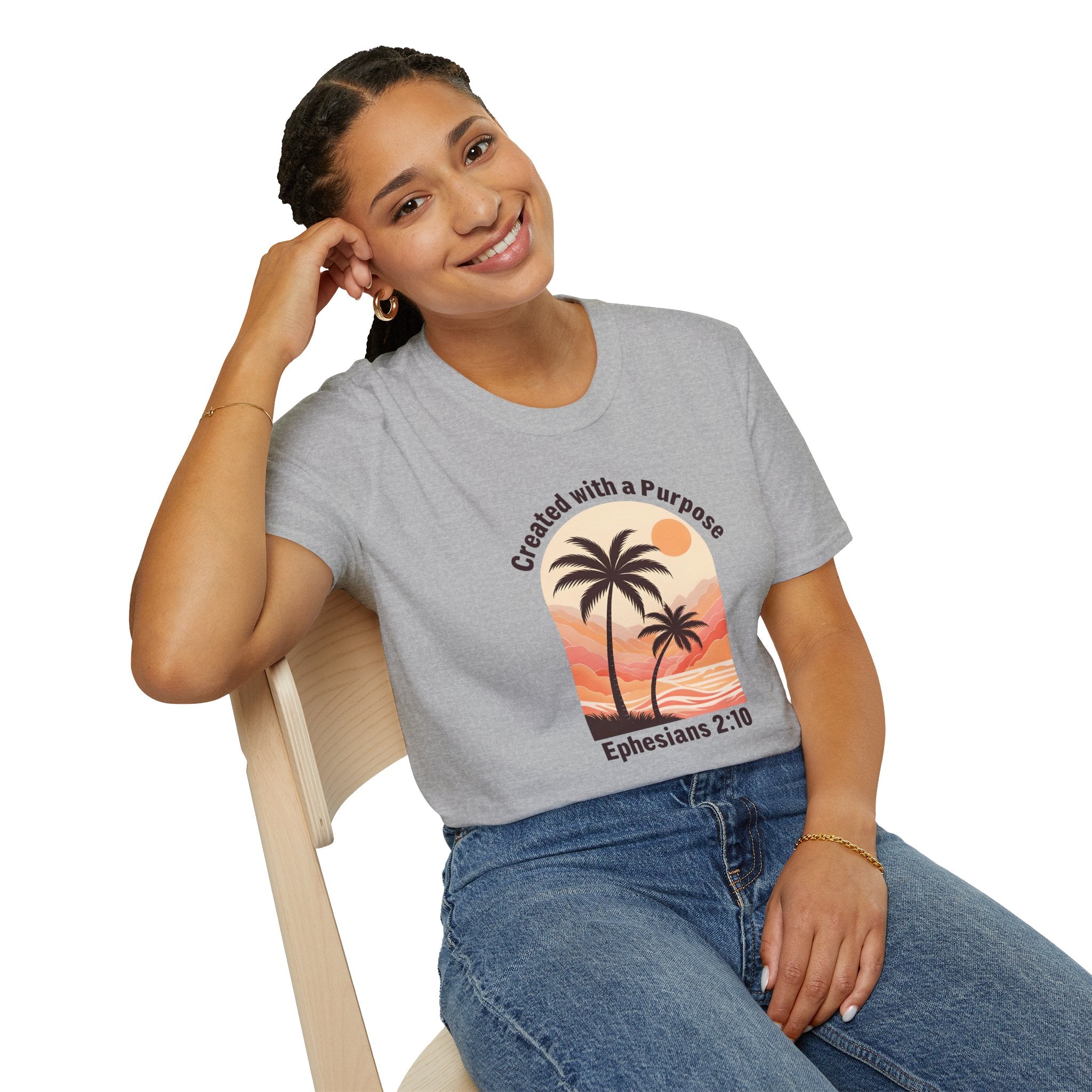 Created With A Purpose Ephesians 2:10 | Gilden Unisex T-shirt | Faith-Based Summer Tee