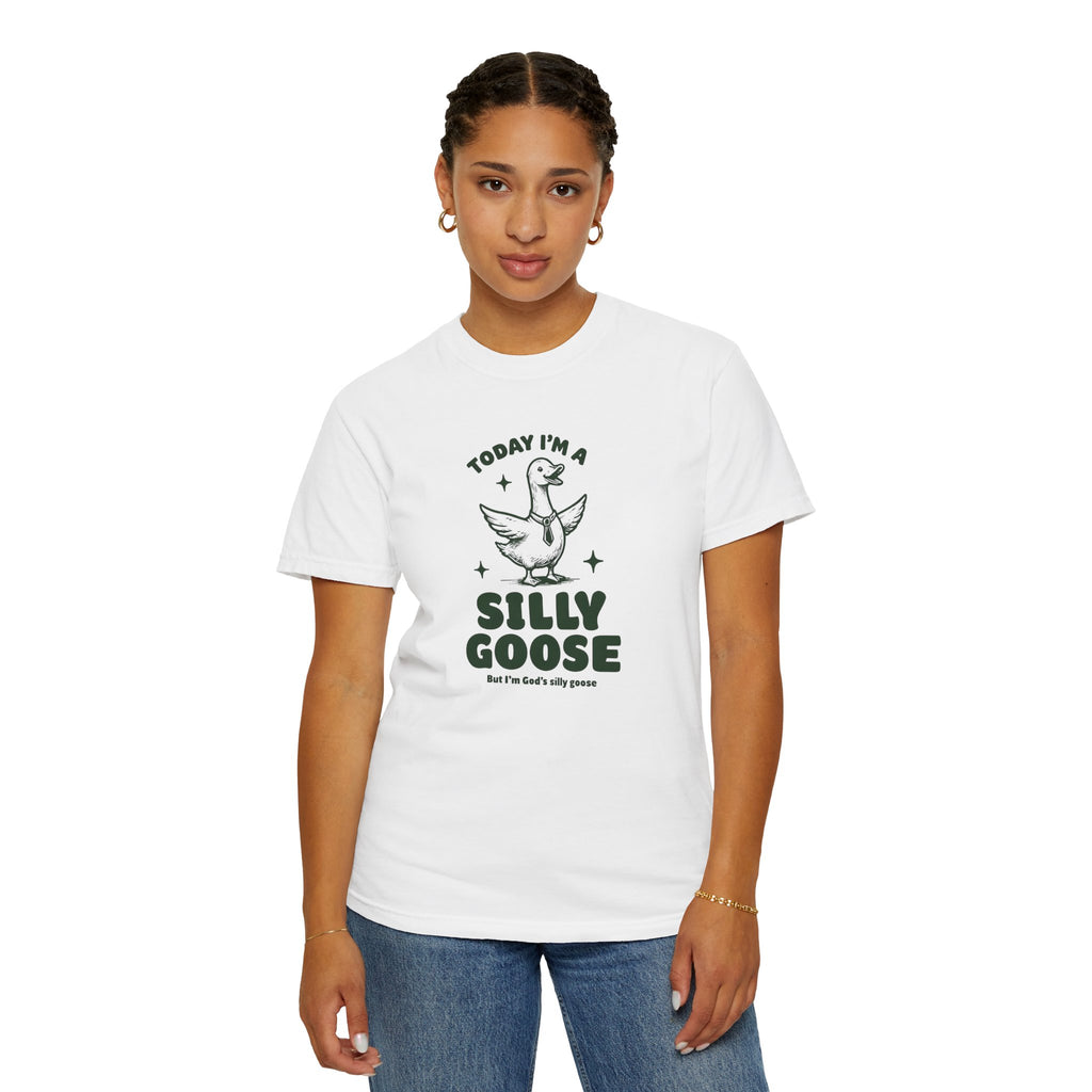 God’s Silly Goose with tie Christian T-Shirt | Graphic Tee | Unisex Garment Dyed Cotton Top S-4XL
