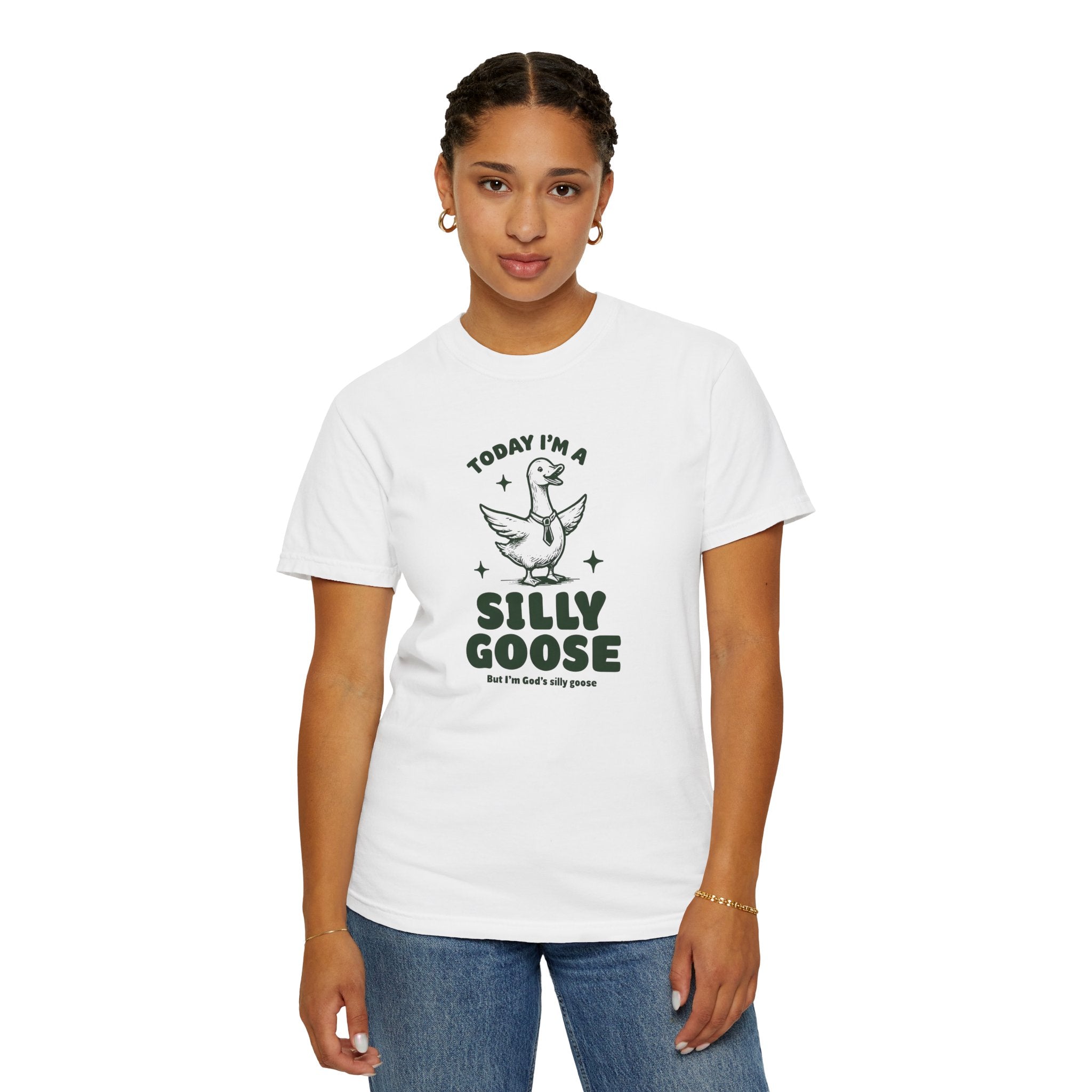 God’s Silly Goose with tie Christian T-Shirt | Graphic Tee | Unisex Garment Dyed Cotton Top S-4XL