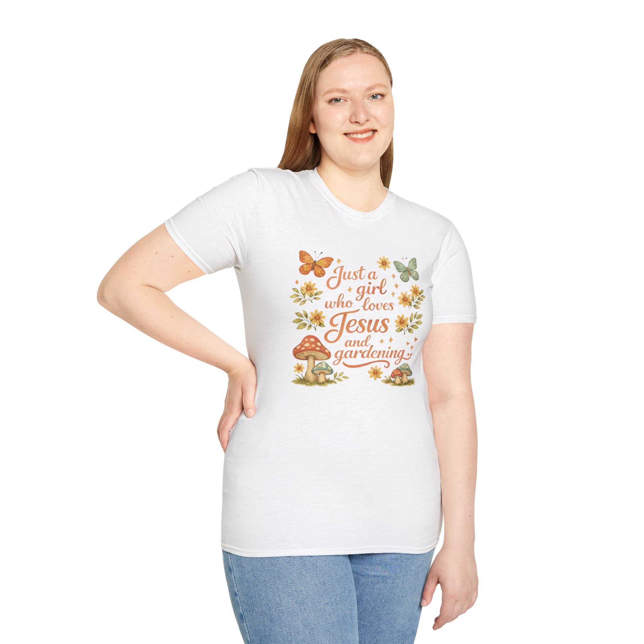 Just A Girl Who Loves Jesus and Gardening Gildan Unisex Tshirt | Christian Gardening T-Shirt | Faith Shirt | Cotton Tee