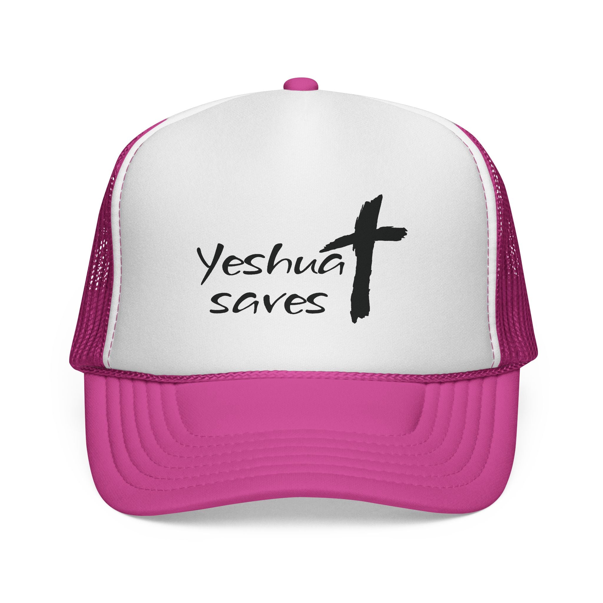 Yeshua Saves Trucker Hat | Christian Faith Snapback Cap | Jesus Saves Mesh Hat | Christian Streetwear Hat