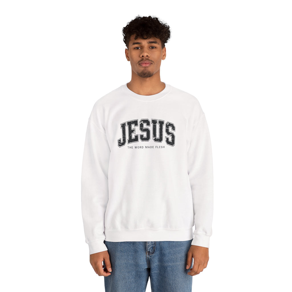 Jesus the Word Made Flesh Gildan Crewneck Sweatshirt | Christian Unisex Sweatshirt | Faith Apparel | Religious Gift