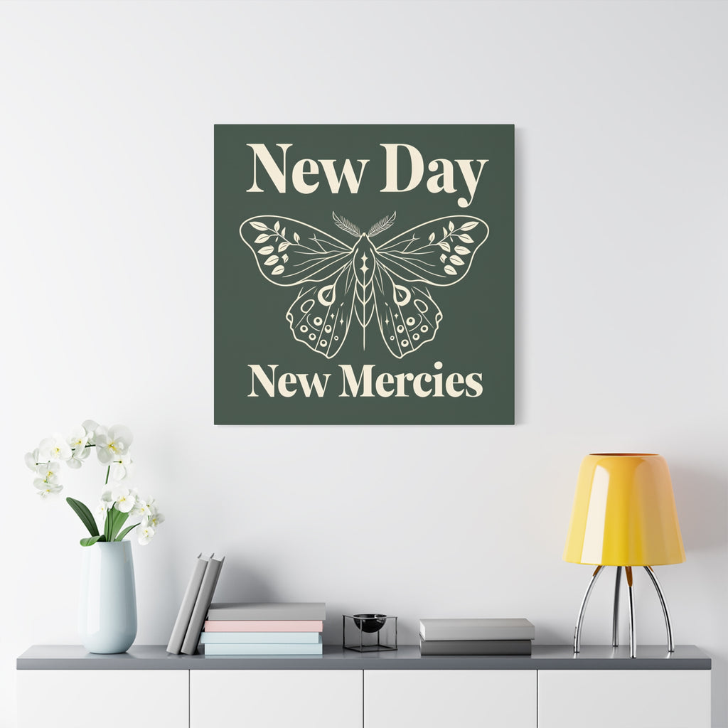 New Day New Mercies Christian Matte Canvas Wall Art | Faith Home Decor | Christian Housewarming Gift